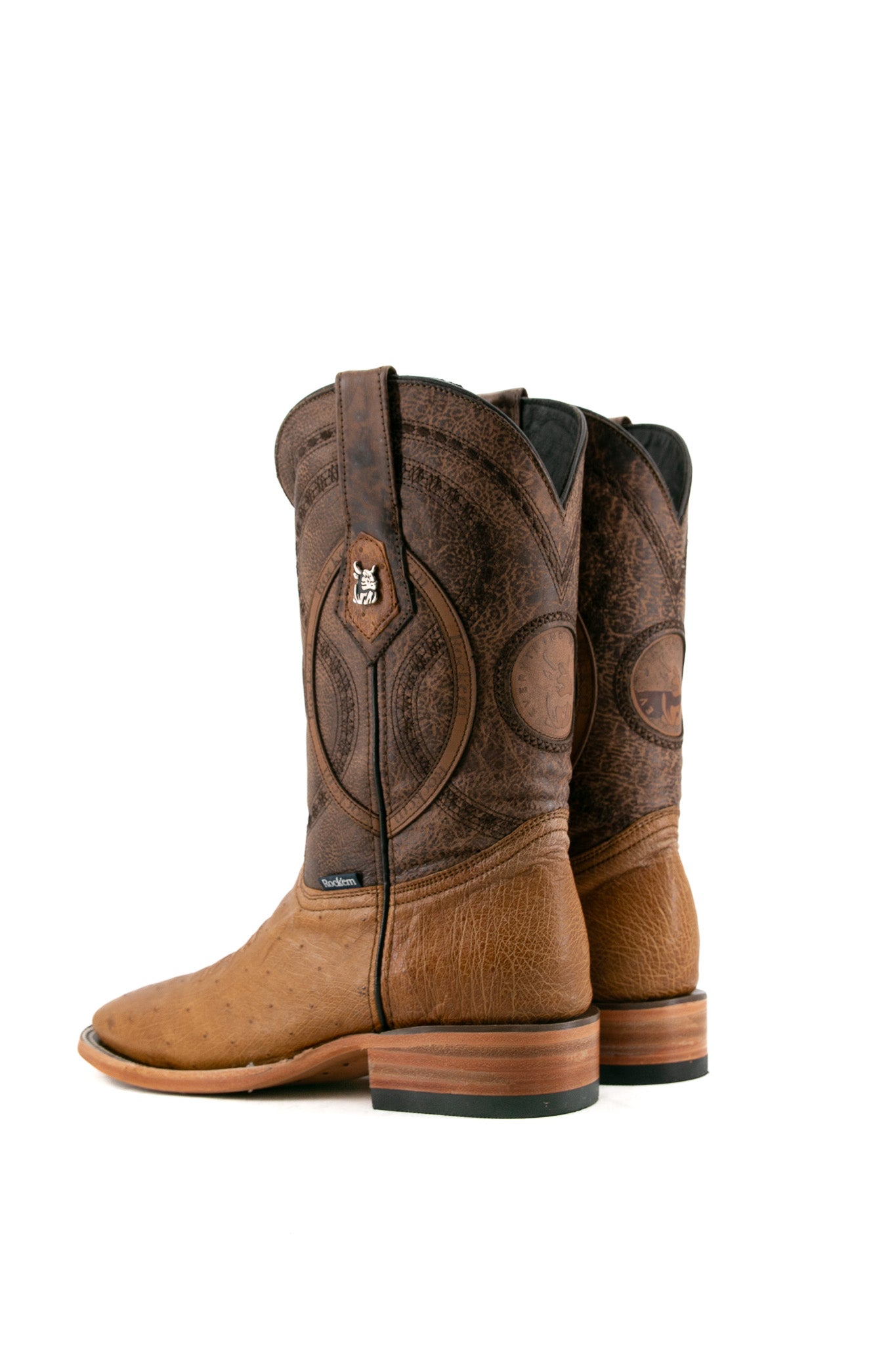 Premium Smooth Ostrich Leather Square Toe Cowboy Boots for Men - Western Style Riding Boots with Exotic Skin - Perfect for Rodeo, Country Music Festivals & Western Fashion