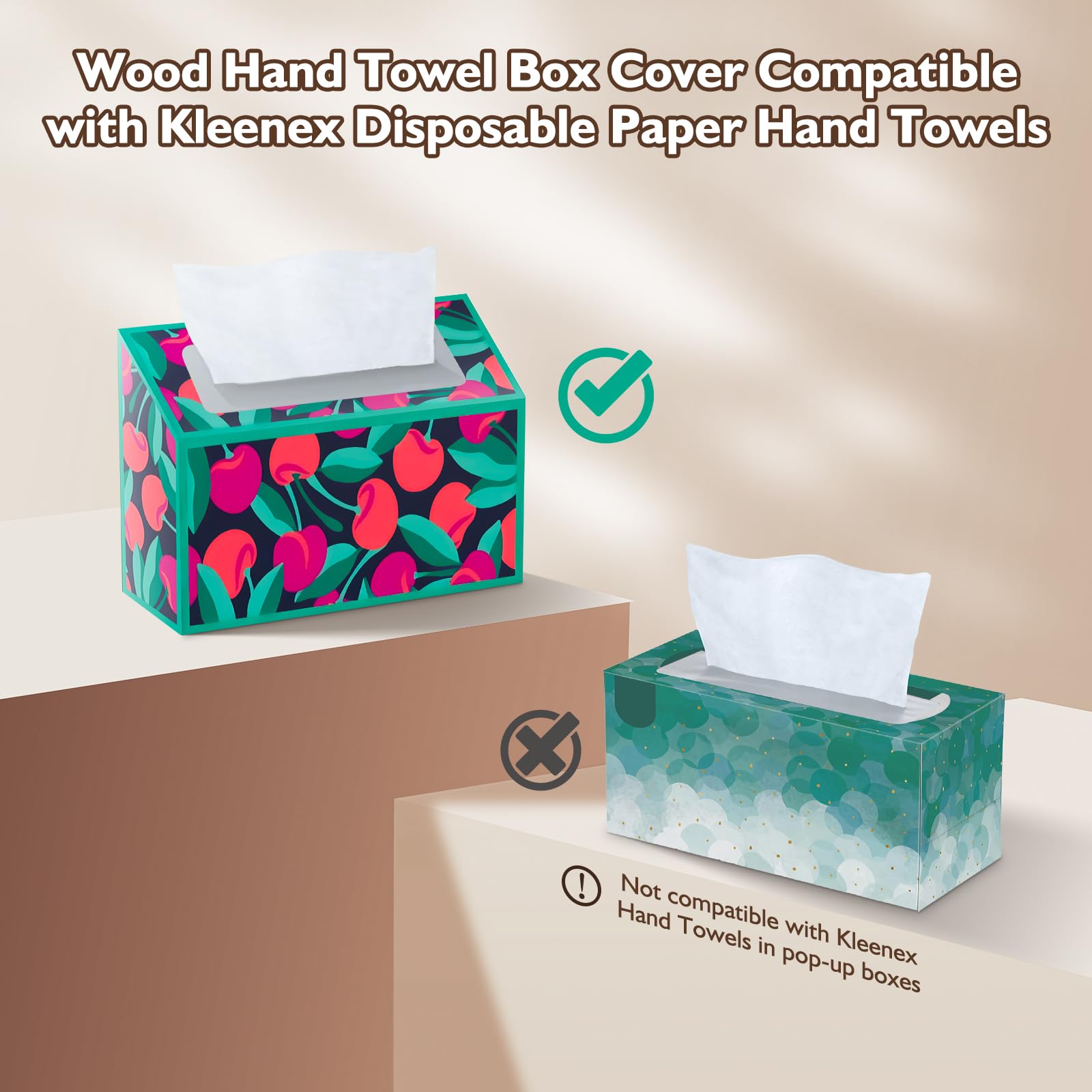Wooden Tissue Box Cover Holder - Compatible with Kleenex & Disposable Paper Towels | Elegant Tabletop, Bathroom & Office Organizer (White) | Perfect for Home Decor, Guest Rooms & Workplace Desks
