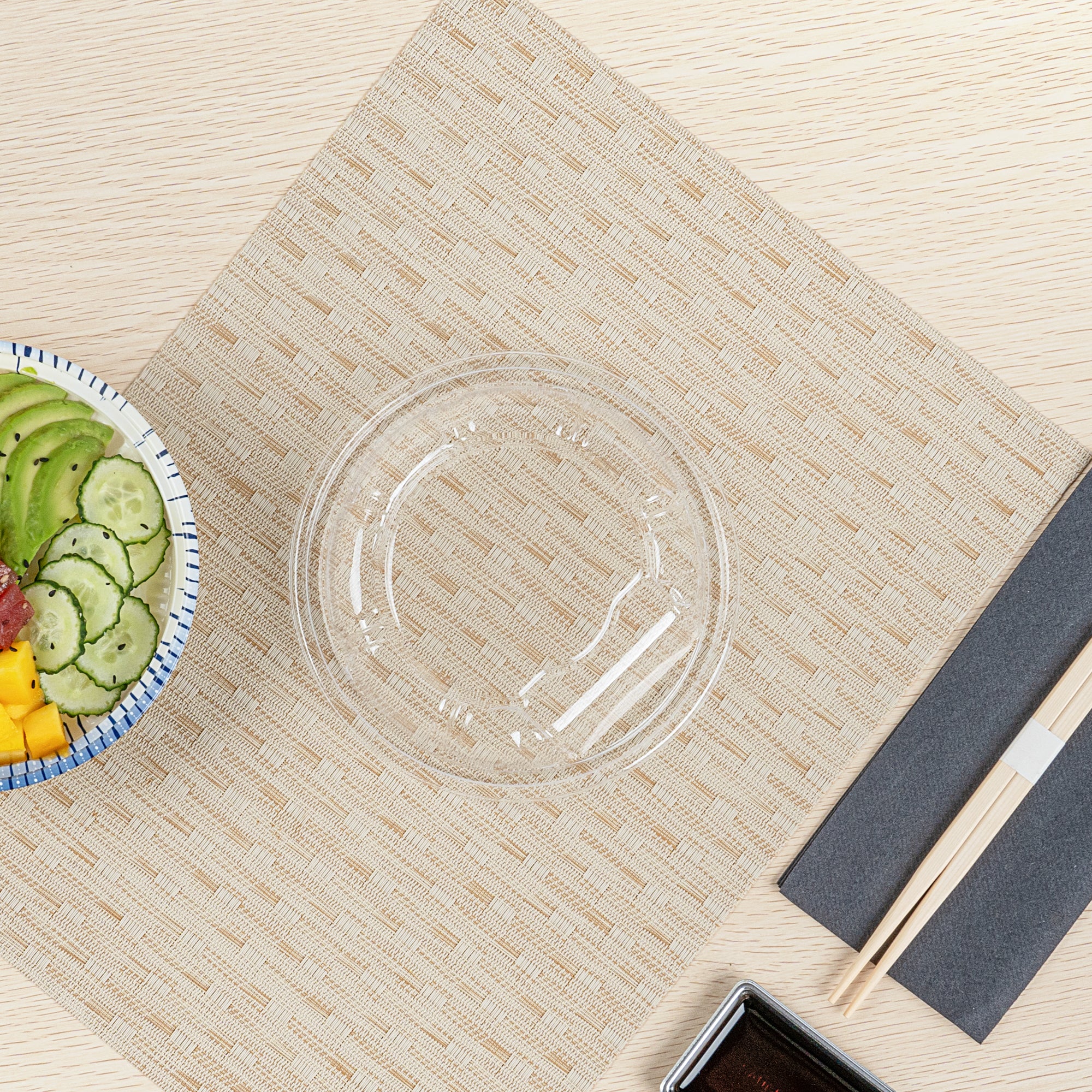 Clear Plastic Bento Box Lid - Fits 10 oz Asian Style Bowls (6.75