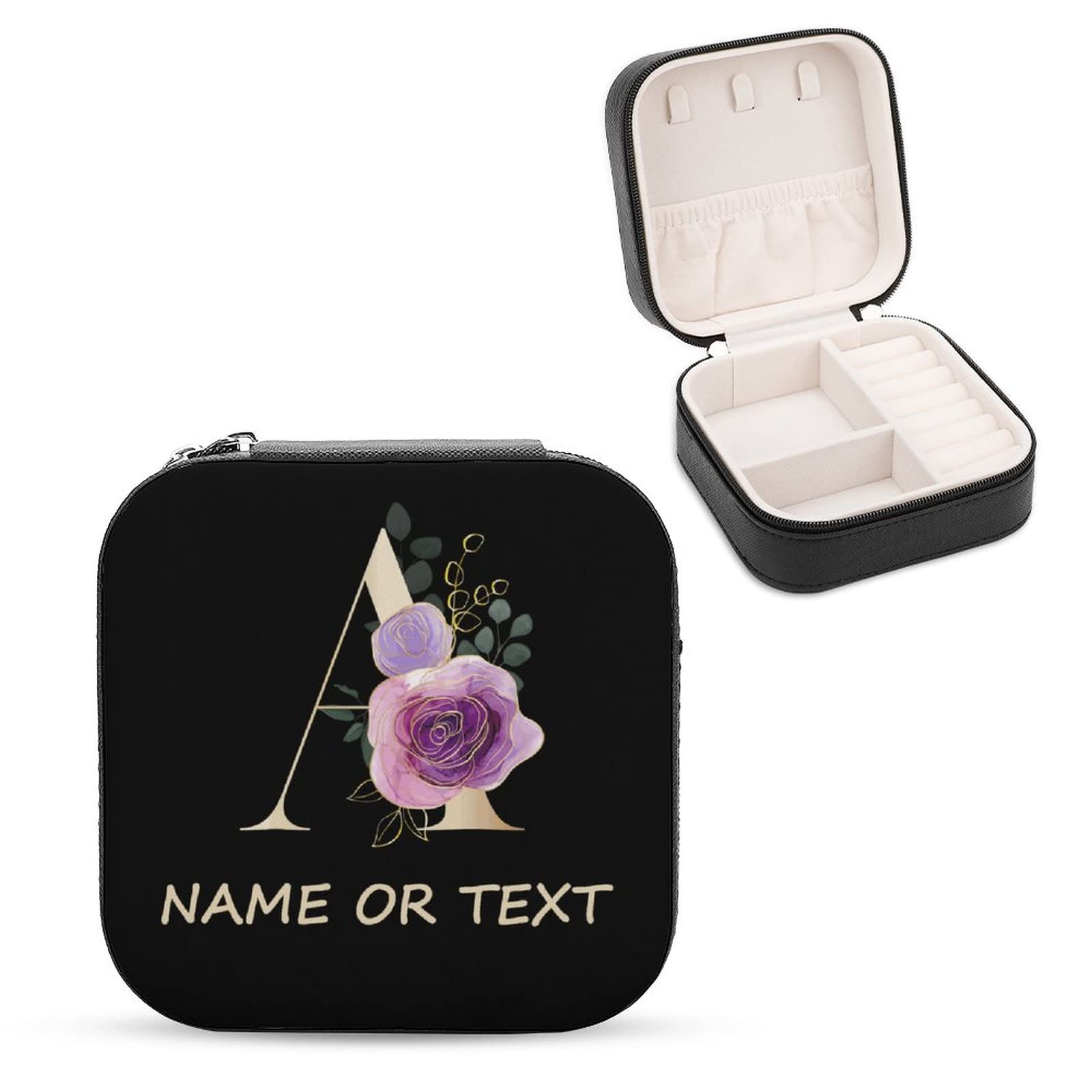 Personalized Leather Jewelry Box with Name - Mini Travel Ring Organizer Case for Women & Girls - Perfect Gift for Birthdays, Anniversaries & Travel Storage