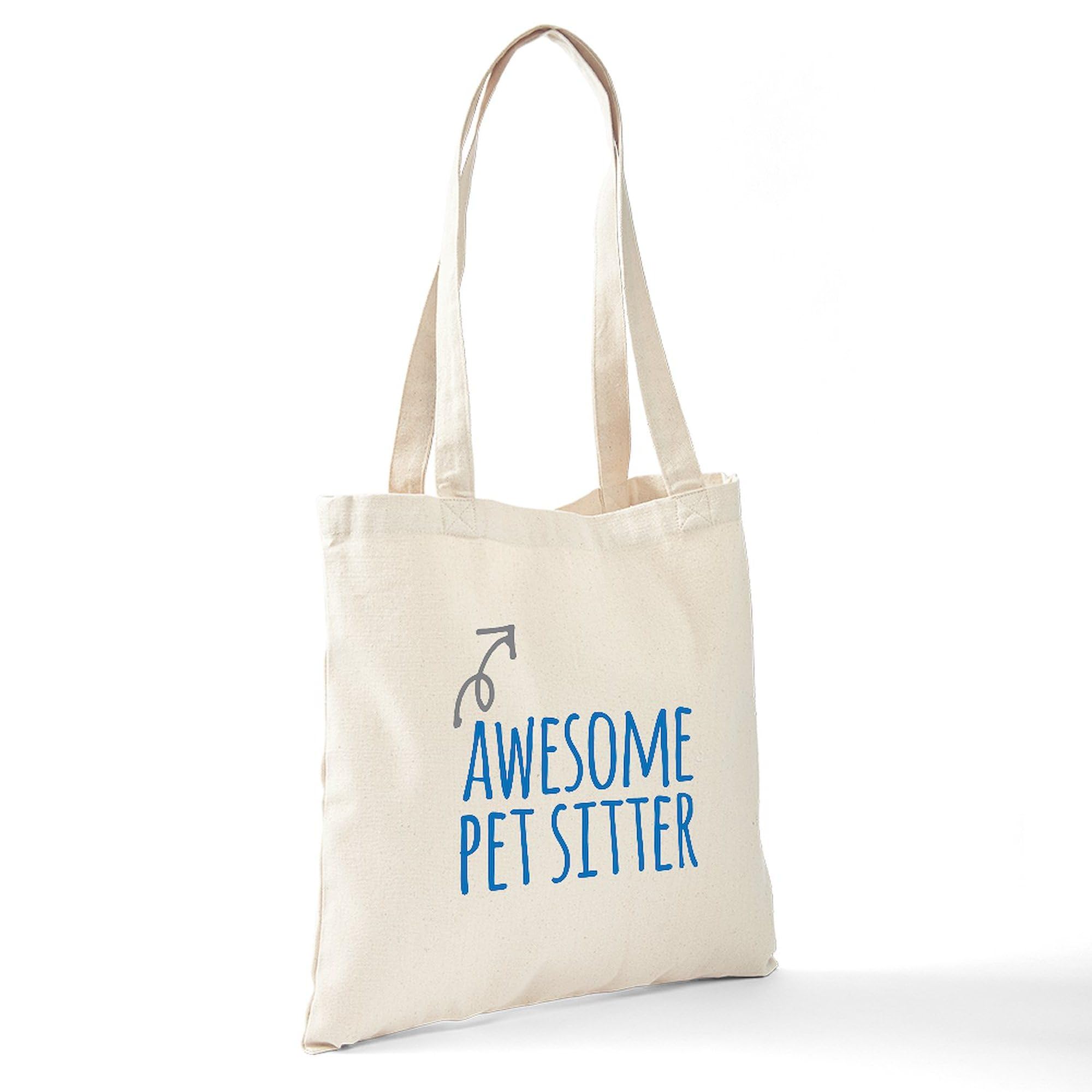 Awesome Pet Sitter Tote Bag - Natural Canvas Reusable Shopping Bag for Dog Walkers & Cat Lovers - Perfect for Groceries, Beach Trips & Pet Supplies