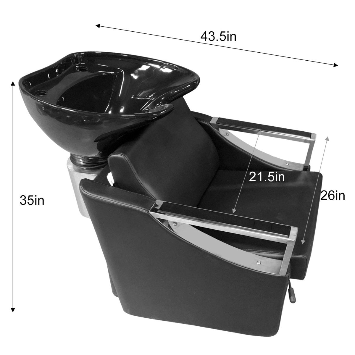 Premium Salon Shampoo Bowl with Backwash Unit - Adjustable Sink Chair & Hair Washing Station SU 121 for Professional Stylists & Home Use