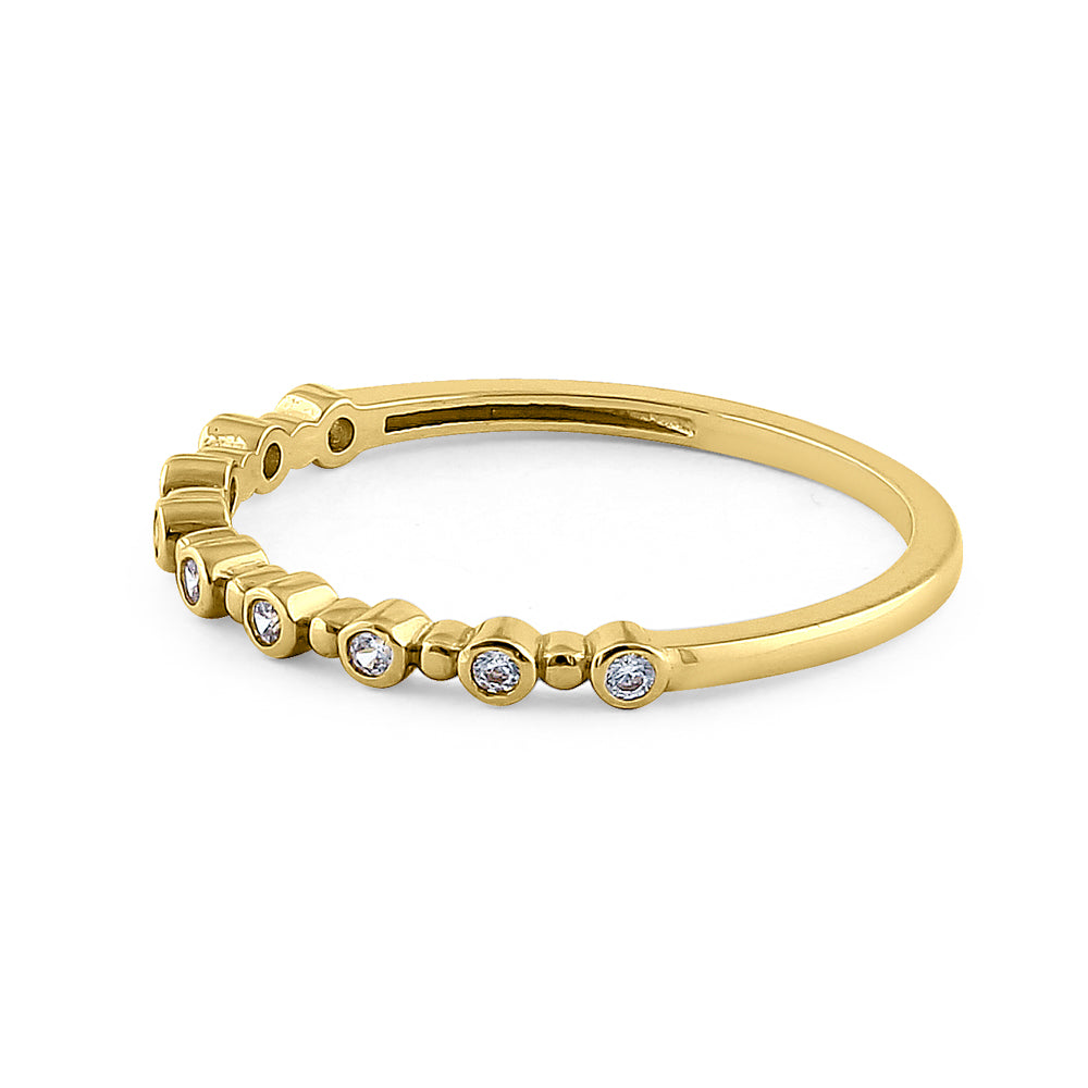 14K Yellow Gold Single Row Round 0.11 ct Diamond Ring for Women - Elegant Wedding Band, Anniversary Gift, or Everyday Jewelry