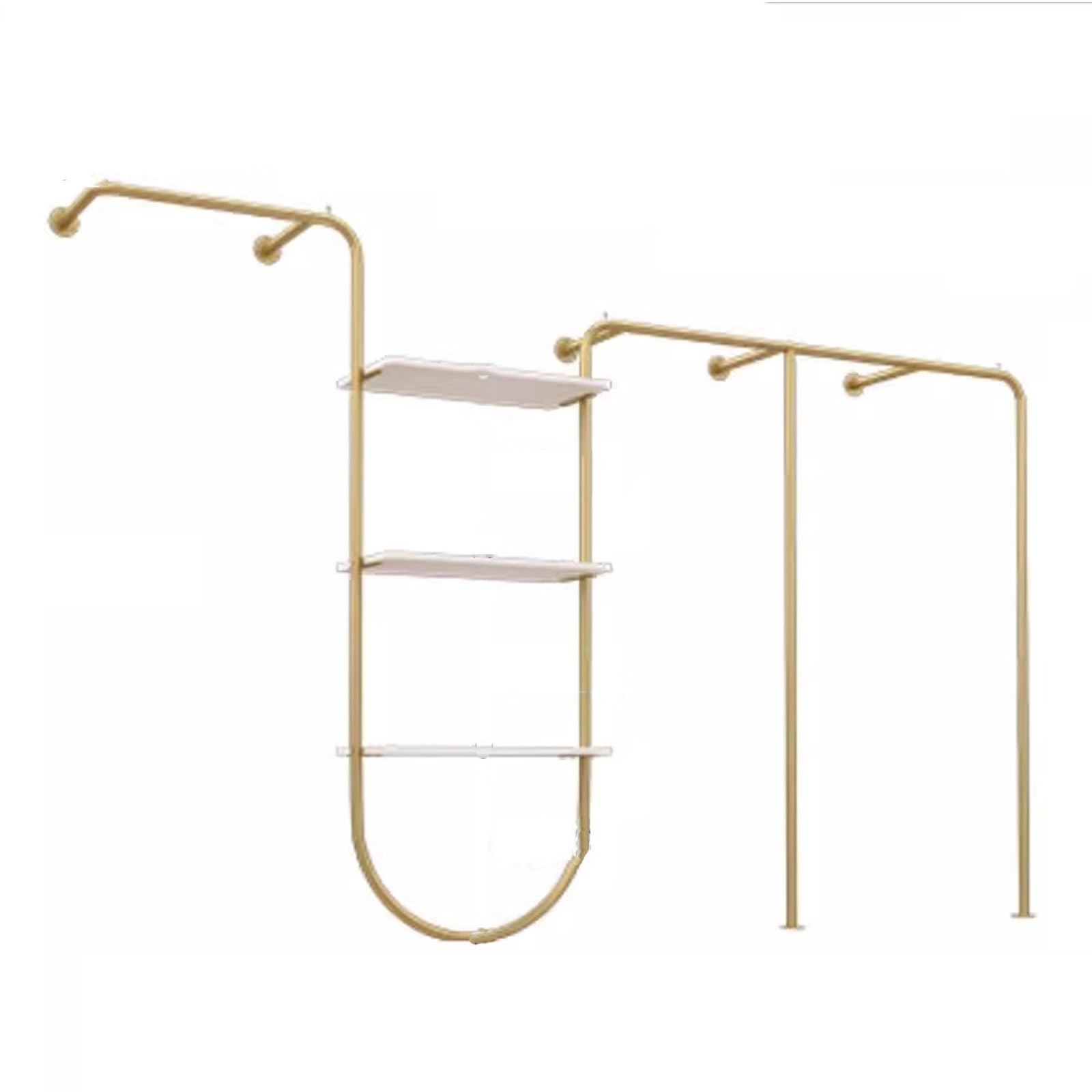 Heavy Duty Wall Mounted Clothes Rack with Shelves - 300x28x160cm Garment Display Stand for Retail Stores, Clothing Storage & Shoe Organization - Perfect for Boutiques, Walk-in Closets & Commercial Spaces