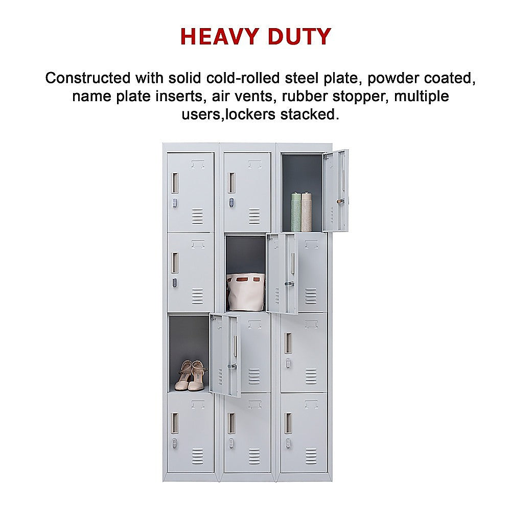 12-Pack Heavy Duty Door Locker with Padlock - Secure Storage for Office, Gym, Shed, School & Home - Ideal for Lockers, Cabinets, Gates and Storage Units