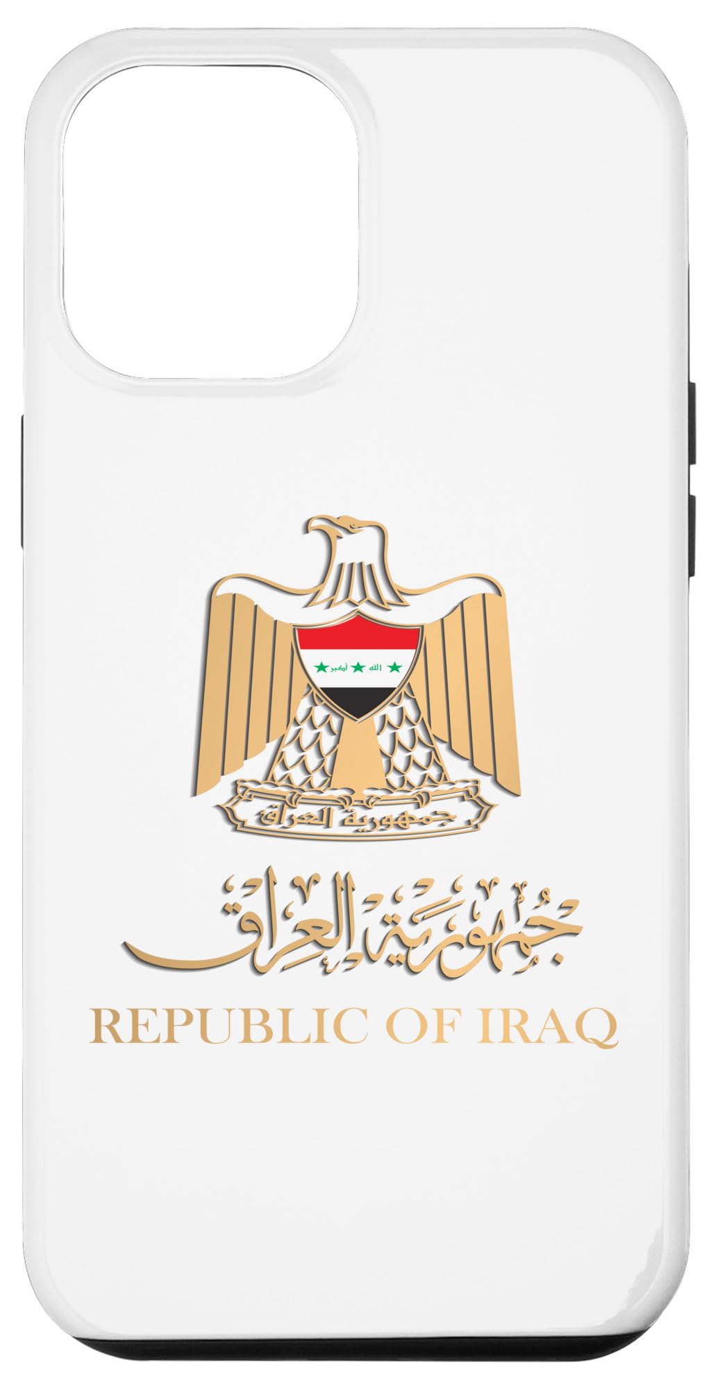 iPhone 12 Pro Max Case with Golden Iraq Flag Emblem & Arabic Design - Durable Protective Cover for Travel, Work & Daily Use