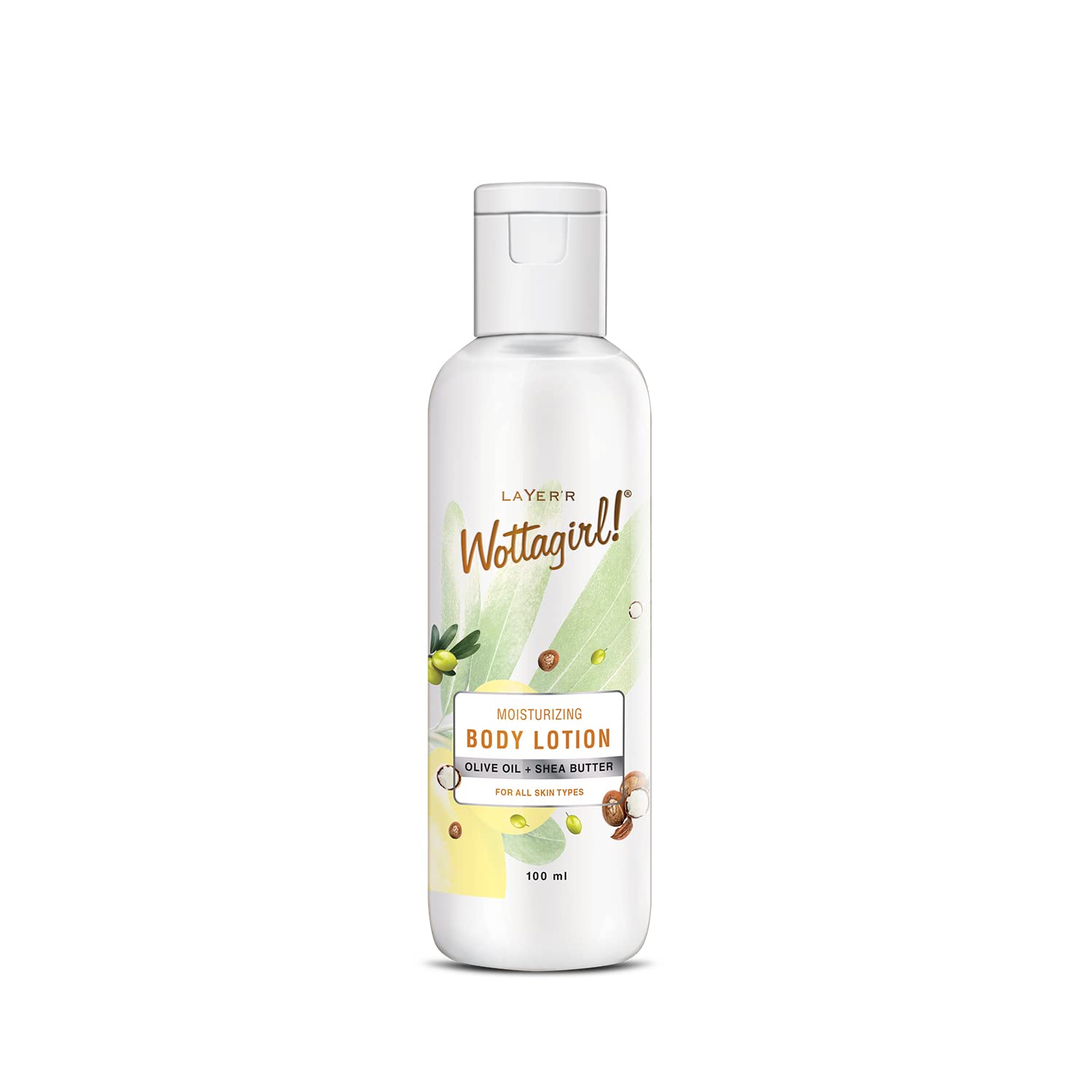 Layer'r Wottagirl Moisturizing Body Lotion with Olive Oil & Shea Butter - Non-Sticky Formula for All Skin Types - 100ml - Hydrating Dry Skin for Women & Men - Perfect for Daily Use & After Shower