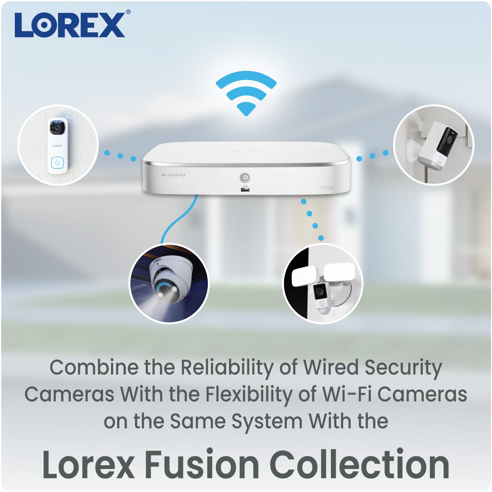 Lorex Fusion 4K 16 Channel Security Camera System (8 Wired + 8 Wi-Fi) with 2TB NVR & 6 Bullet IP Cameras - Smart Motion Detection, Color Night Vision, Two-Way Audio, Active Deterrence - Ideal for Home & Business Surveillance