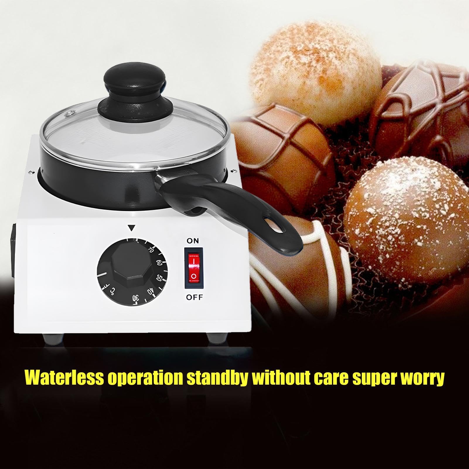 110V Electric Chocolate Melting Pot - Commercial Chocolate Tempering Machine for Melting Chocolate, Butter, Cheese, Cream & Candy - Removable Ceramic Pot for Easy Cleaning - Perfect for Bakeries, Candy Shops & Home Dessert Making