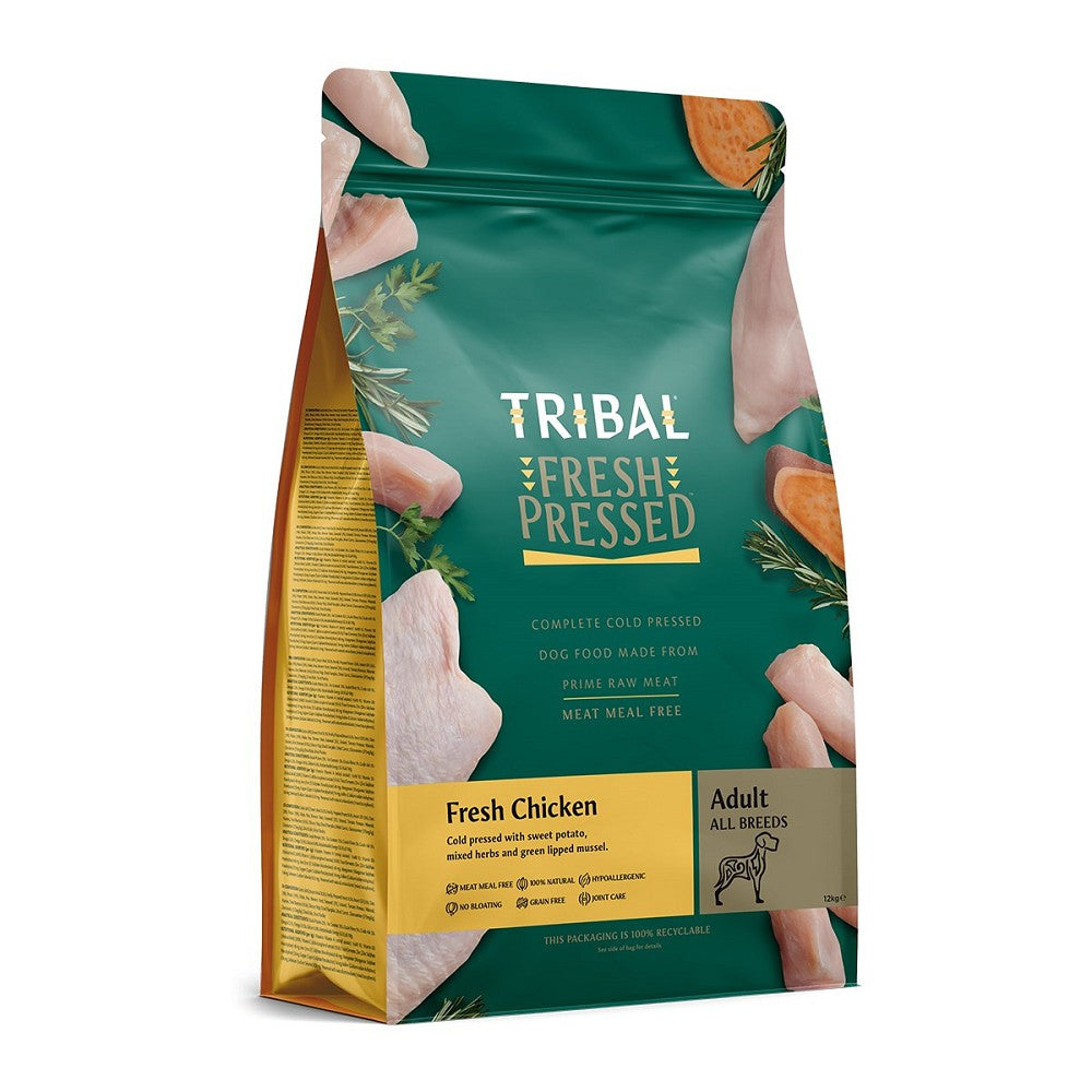 Premium Cold-Pressed Chicken Adult Dog Dry Food - Grain-Free, High-Protein Kibble for Healthy Skin & Coat - Ideal for Active Dogs & Daily Nutrition