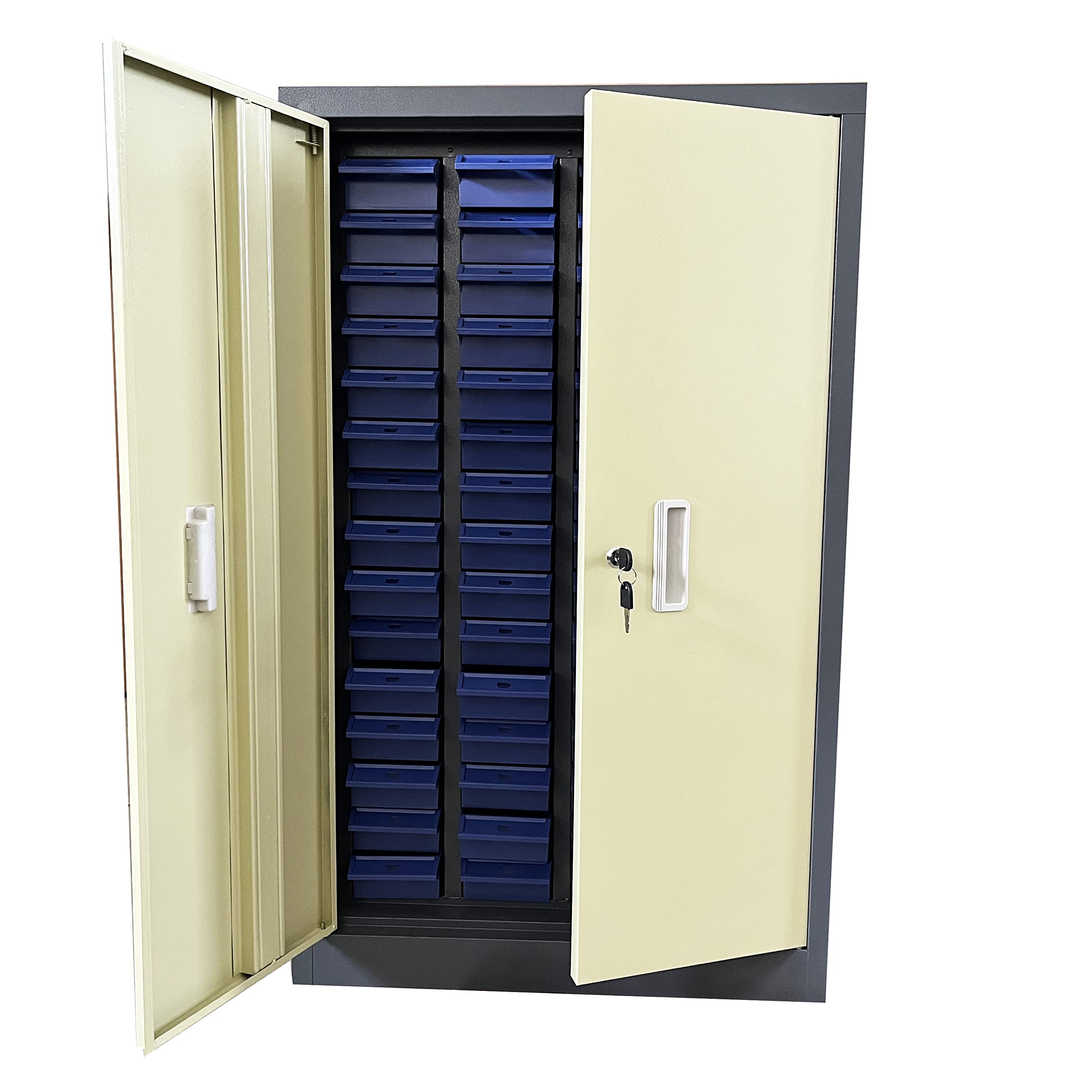 60-Drawer Steel Tool Storage Cabinet with Door - Organize Bolts, Nuts & Hardware Parts - Perfect for Workshop, Garage & Craft Room Organization