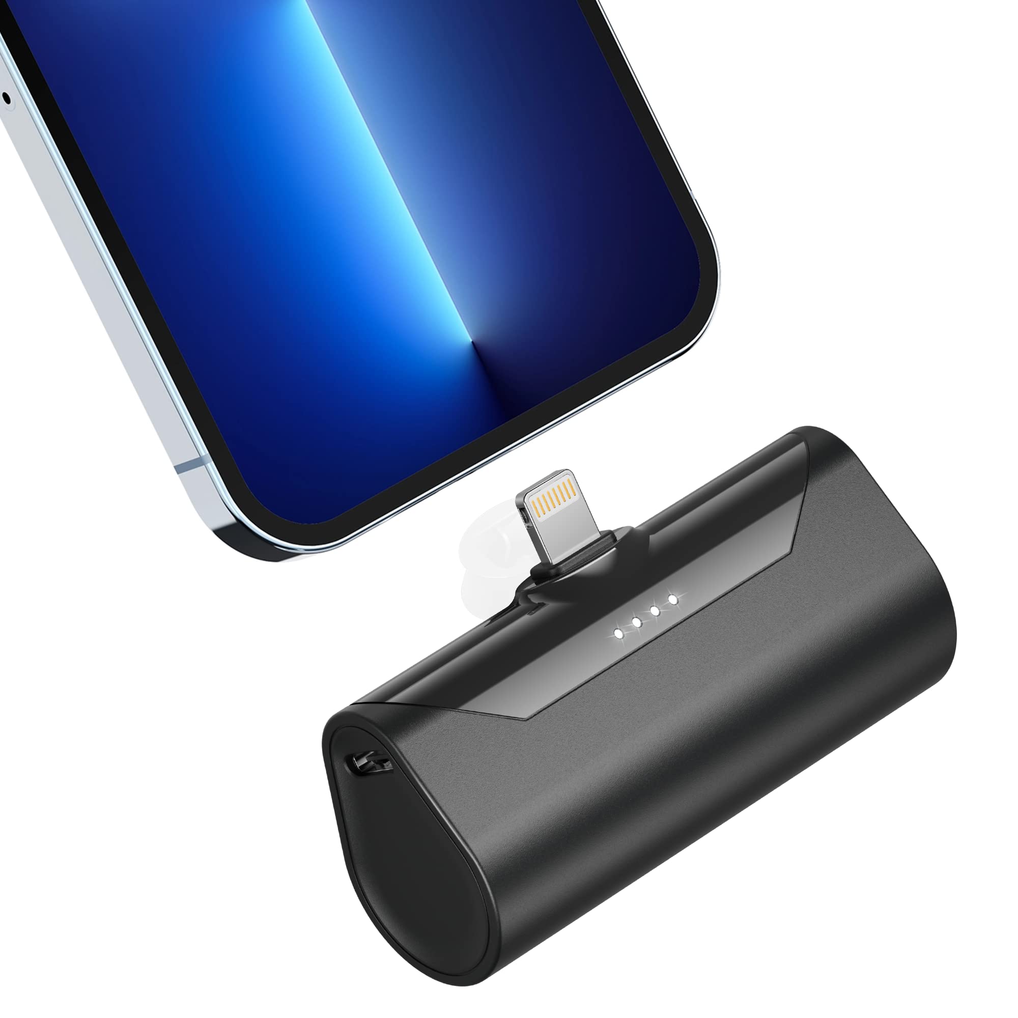 TCNOLL Mini Portable Charger 4800mAh - Ultra-Compact 15W Fast Charging Power Bank with Lightning Output for iPhone 14 Pro Max/13/12/11/8/7/6s & iPad Pro 2023 - Perfect for Travel, Outdoor Adventures & Daily Commute (Black)