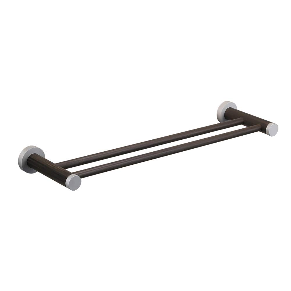 Wooden Wall Mounted Towel Rack - Double Rod Bathroom Towel Holder Stand for Bath, Shower & Spa - Rustic Home Decor Bathroom Accessory for Towels & Robes
