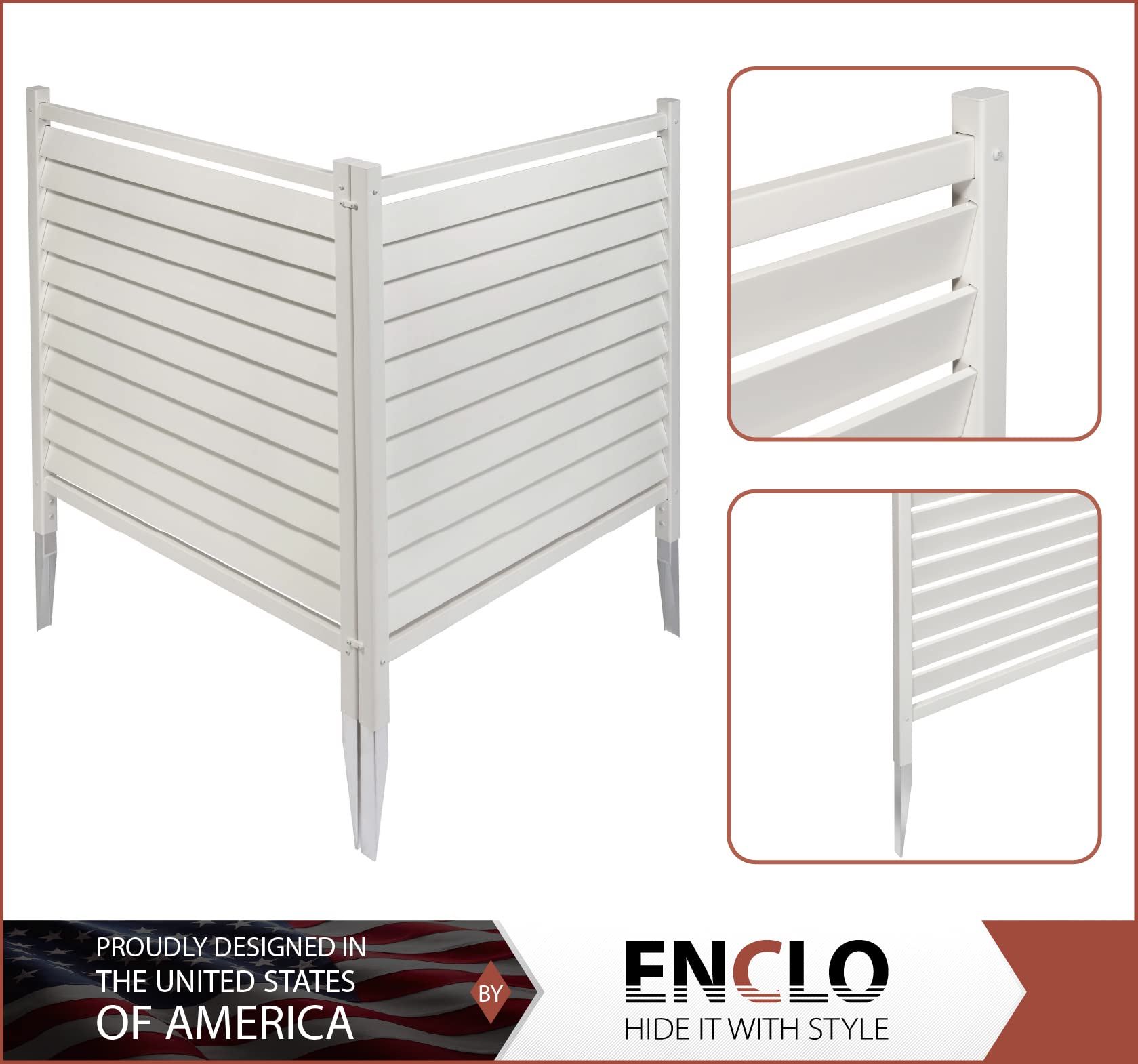 44in H x 36in W (2 Panels) No Dig Enclosure Waverly White Vinyl Privacy Screen - Outdoor Privacy Fence for Trash Cans, AC Units, Pool Equipment & Backyard Decoration - Easy Installation No Dig Design - EC18010
