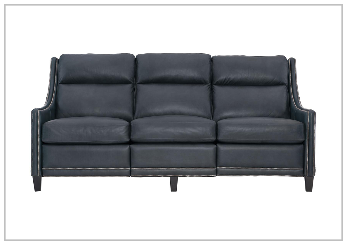 Bernhardt Richmond 3-Seater Black Leather Power Reclining Sofa - Modern Electric Motion Sectional Couch for Living Room, Home Theater & Family Lounge