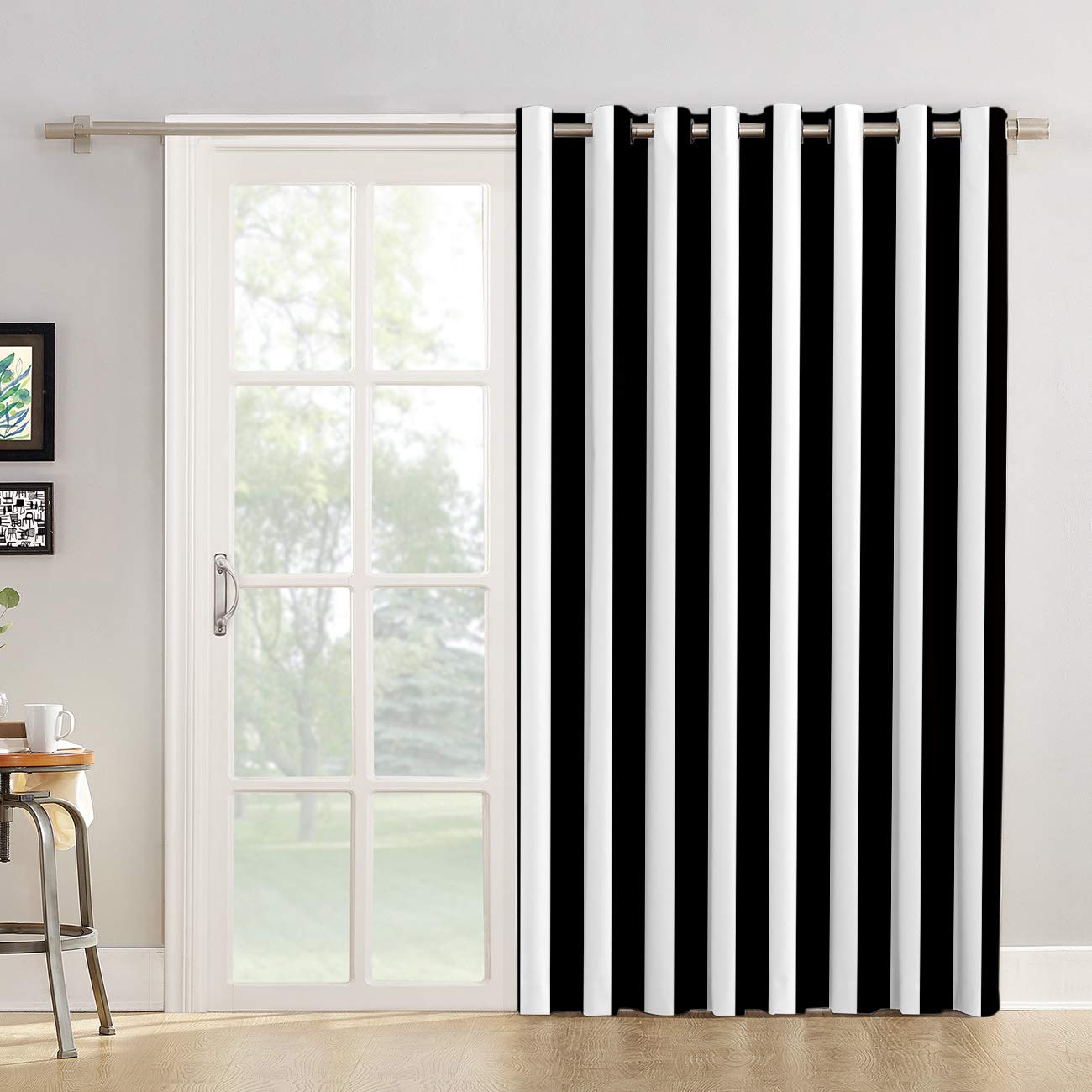 Futuregrace Blackout Curtains - Black & White Striped Thermal Insulated Window Drapes for Living Room, Bedroom & Home Office - 52