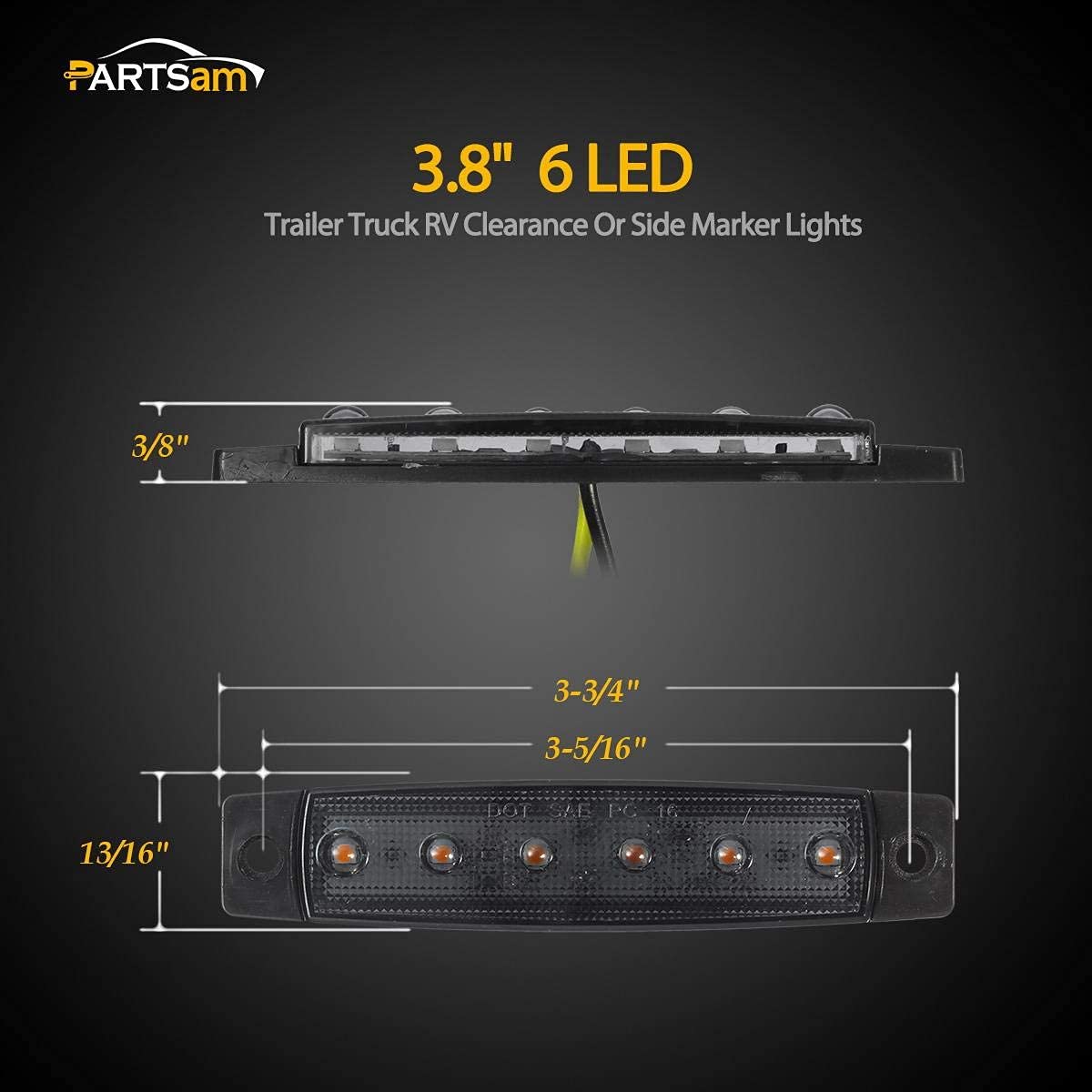 PARTSAM 10PCS Amber Red 3.8