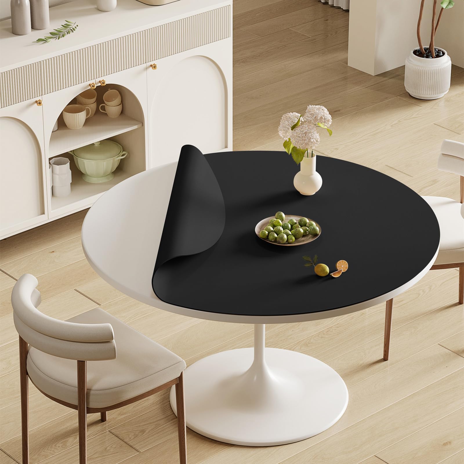 Round PVC Table Cover Protector - Waterproof, Stain & Dirt Resistant - 35.4