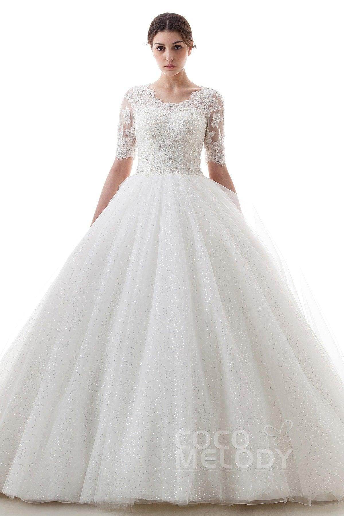 Elegant Princess Court Train Tulle Wedding Dress B14TB0056 – Perfect for Bridal Gowns, Formal Events & Fairy Tale Weddings