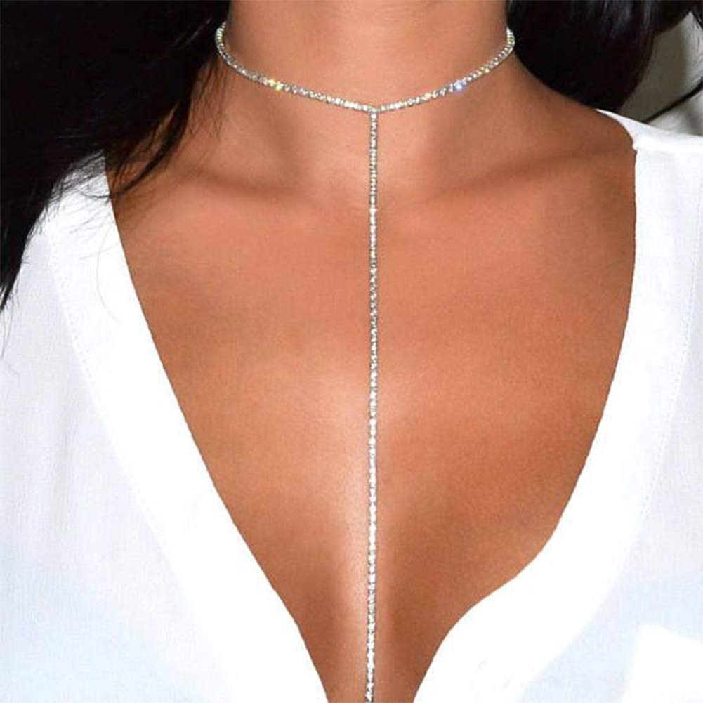 Sparkly Rhinestone Choker Necklace for Women - Silver Crystal Diamond Collar Necklace | Elegant Party, Wedding, Prom & Evening Wear Accessory