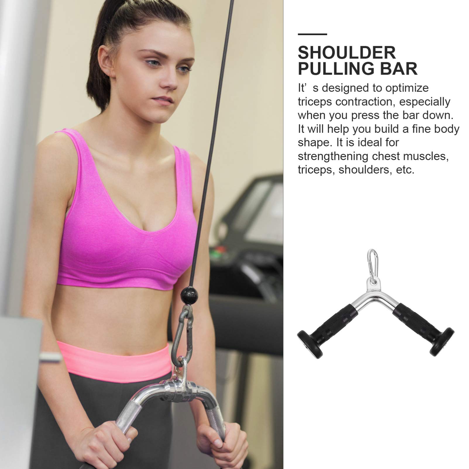 BESPORTBLE 1 Set Fitness Bar with Pulley System - Muscle Tension Bar, Pull Rod Exercise Machine Attachments for Home Gym - Down Handle Grip for Strength Training & Muscle Building | Perfect for CrossFit, Weightlifting & Home Workouts