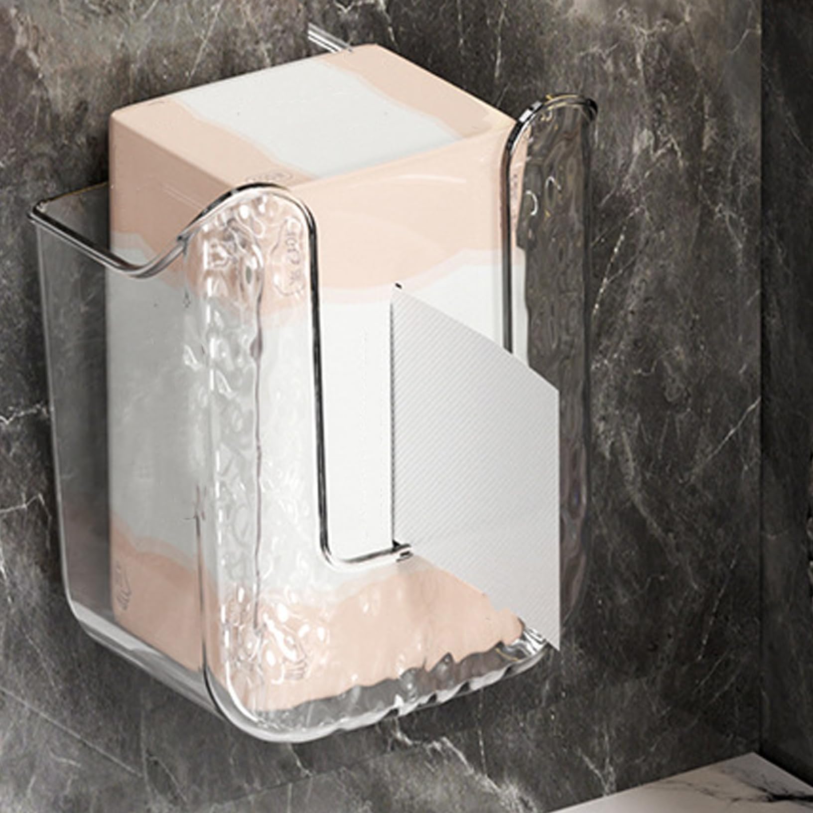 2Pcs Clear Acrylic Wall Mounted Wet Wipes Dispenser Box - No Drilling Baby Wipes Holder for Kitchen, Bathroom & Nursery - Easy Refillable Tissue Container for Diaper Changing, Makeup Removal & Cleaning