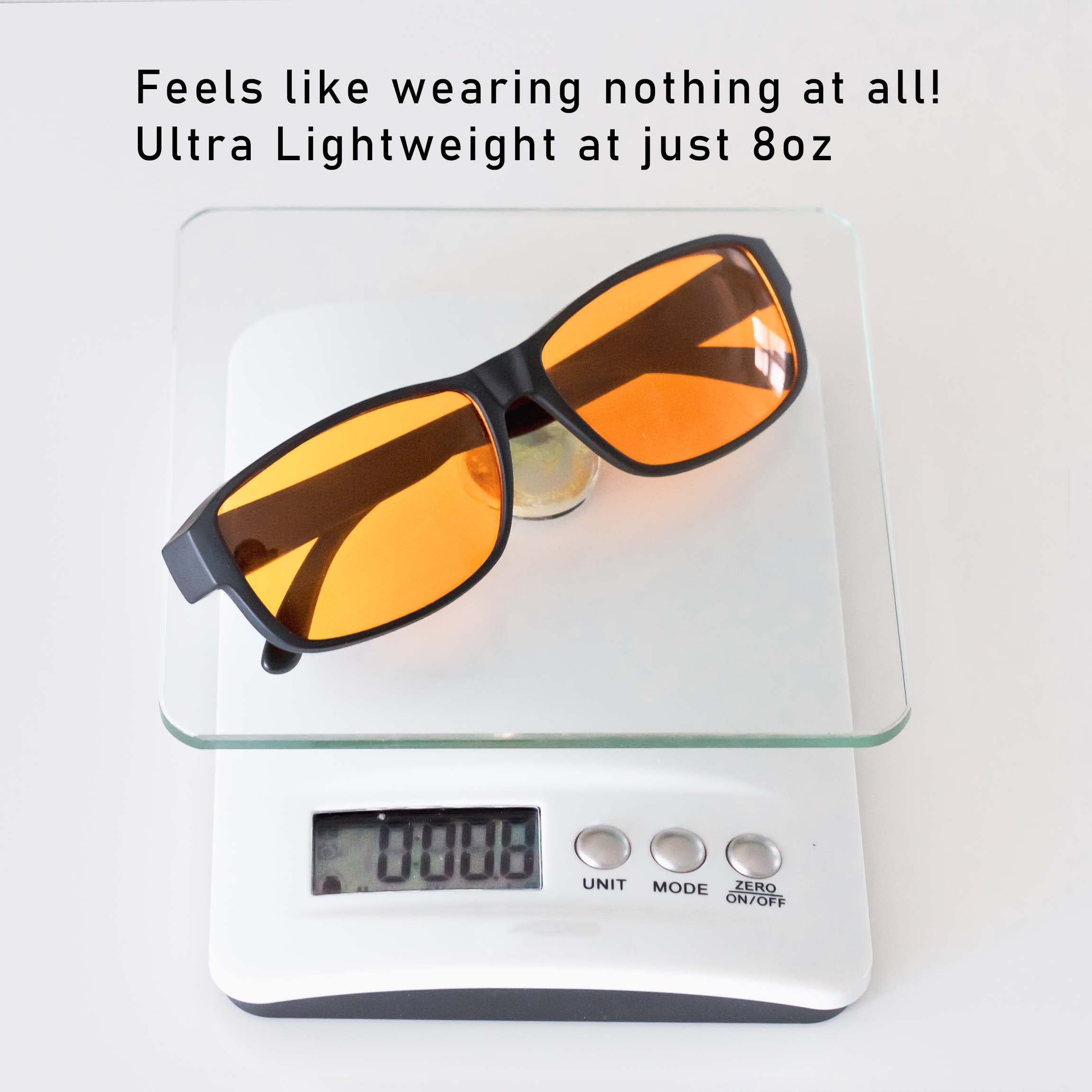 99.5% Blue Light Blocking Glasses - Orange Fit Over Prescription Glasses for Sleep & Eye Strain Relief - Computer Glasses for Men & Women - Perfect for Nighttime Use, Gaming & Office Work
