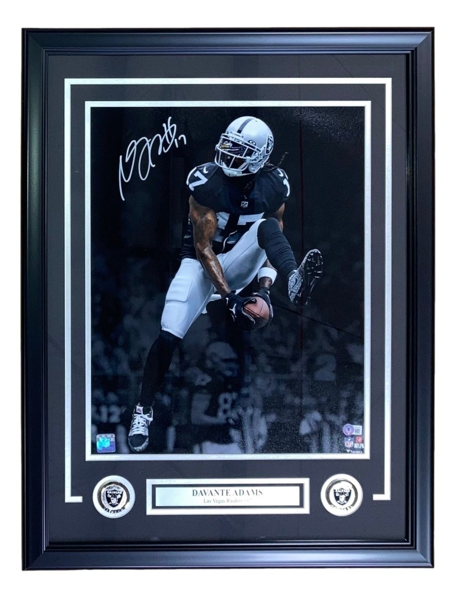 Davante Adams Autographed Las Vegas Raiders Black Jersey 16x20 Framed Photo - Limited Edition Collectible for Sports Memorabilia & Fan Cave Decor