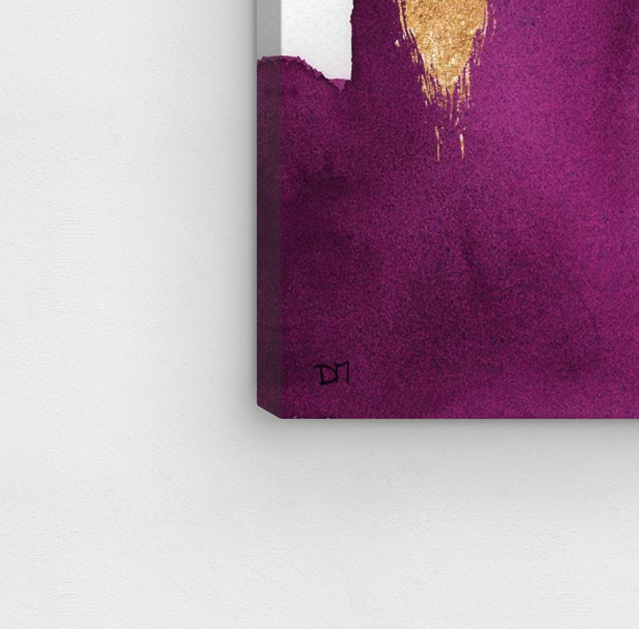 Abstract Wall Art Canvas Print 'Magenta Life' - 36x45 Inches Purple & Gold Modern Home Decor | Perfect for Living Room, Bedroom & Office Decoration