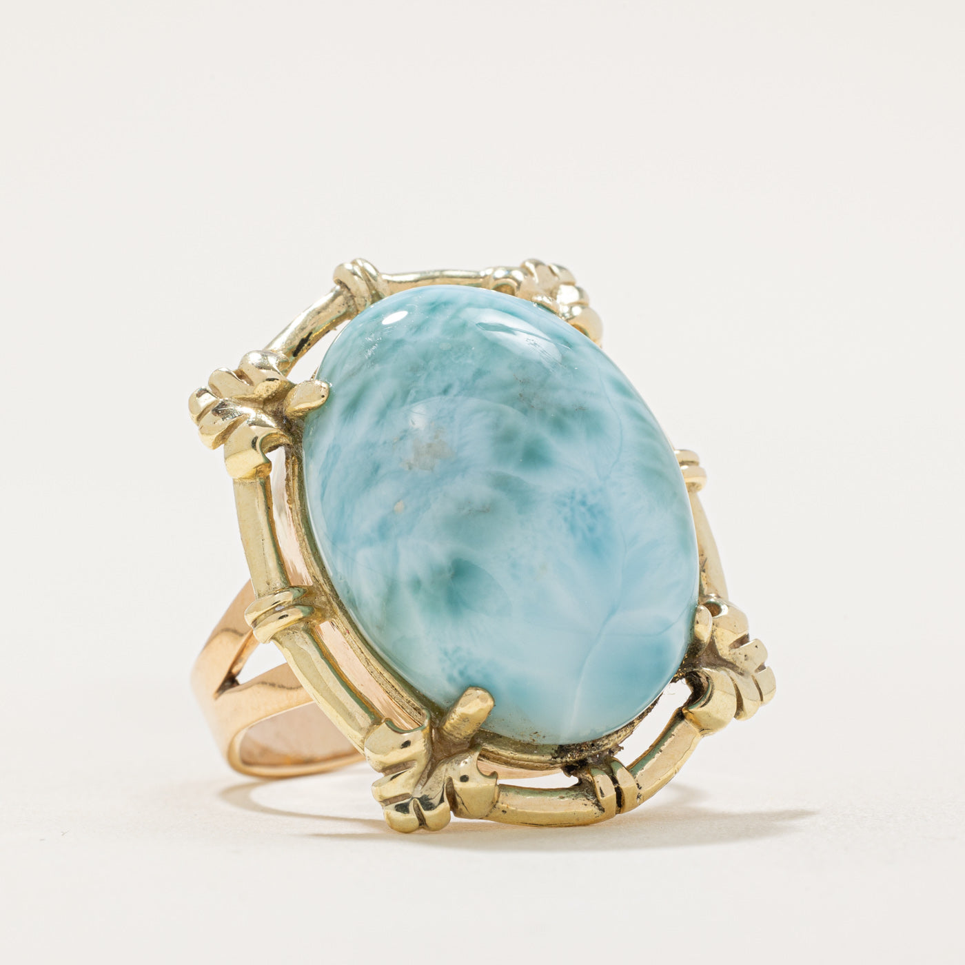 Larimar Cocktail Ring - 22.00ct Genuine Gemstone - Size 10.25 - Handmade Silver Jewelry for Women - Perfect for Parties, Weddings & Special Occasions