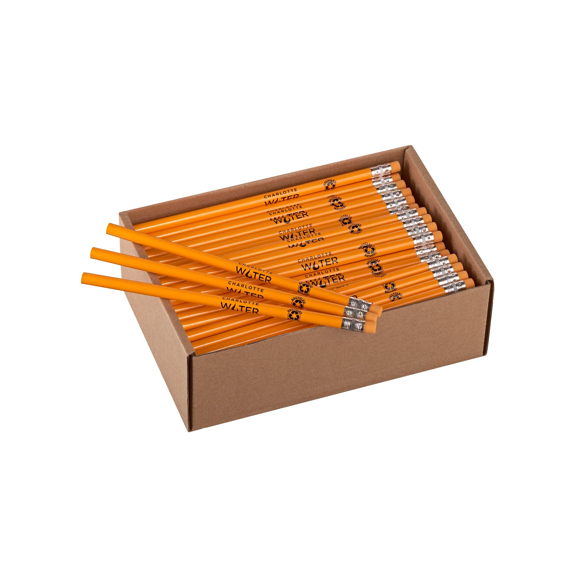 Eco-Friendly Personalized Promotional Pencils - Custom Imprinted Recycled Newspaper & Cardboard Pencils (500 Count, Yellow) - Perfect for Corporate Gifts, School Supplies & Eco-Conscious Branding