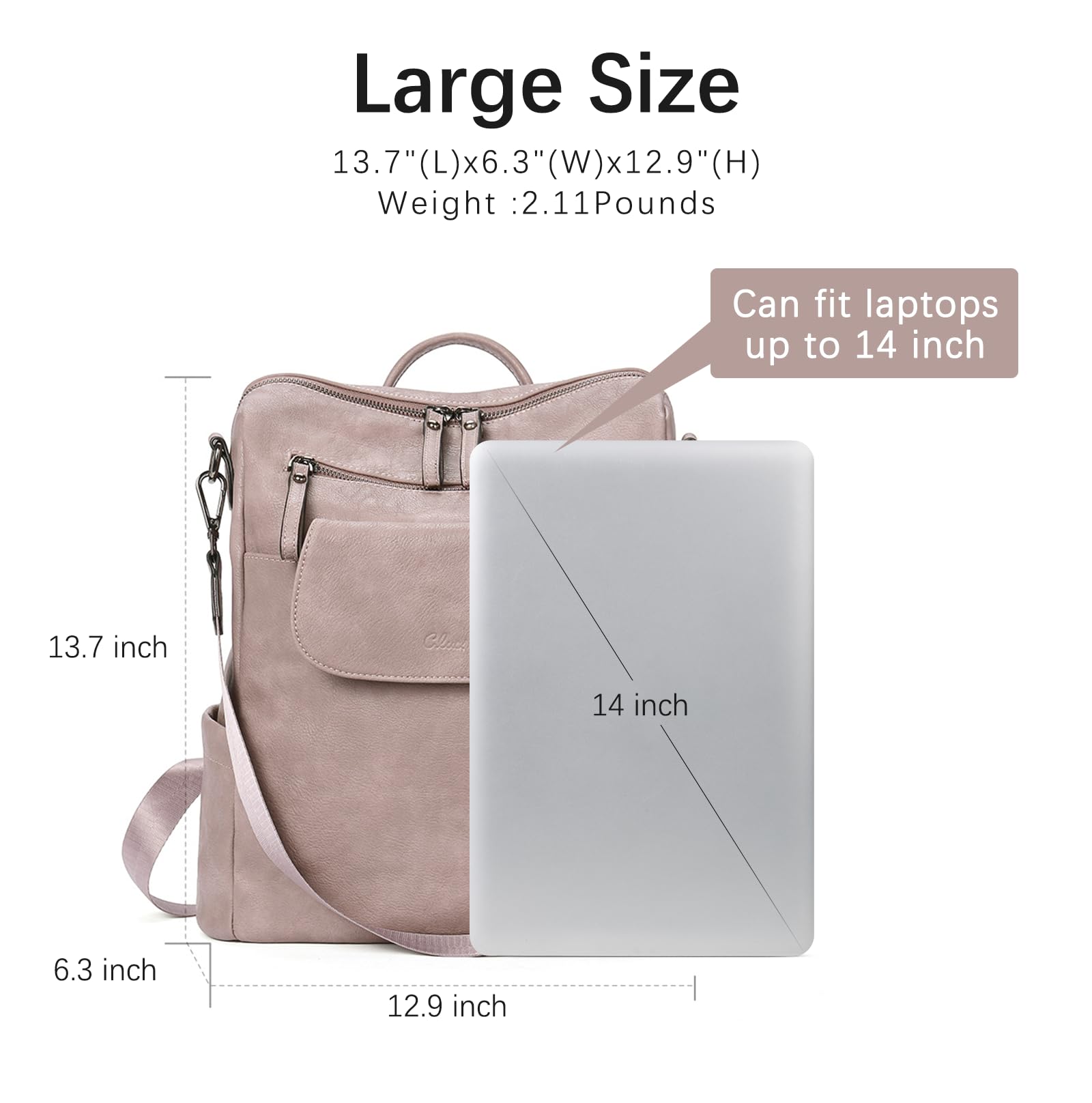 CLUCI Women's Leather Backpack Purse - Anti-Theft Travel Bag for Work & Commute