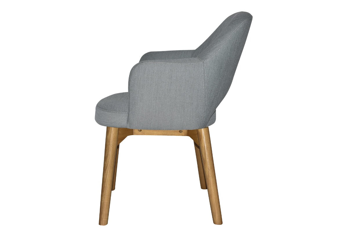 EZ Hospitality Cairo Indoor Armchair with Light Oak Timber Base - 4-Leg Modern Dining Chair for Living Room, Bedroom & Office