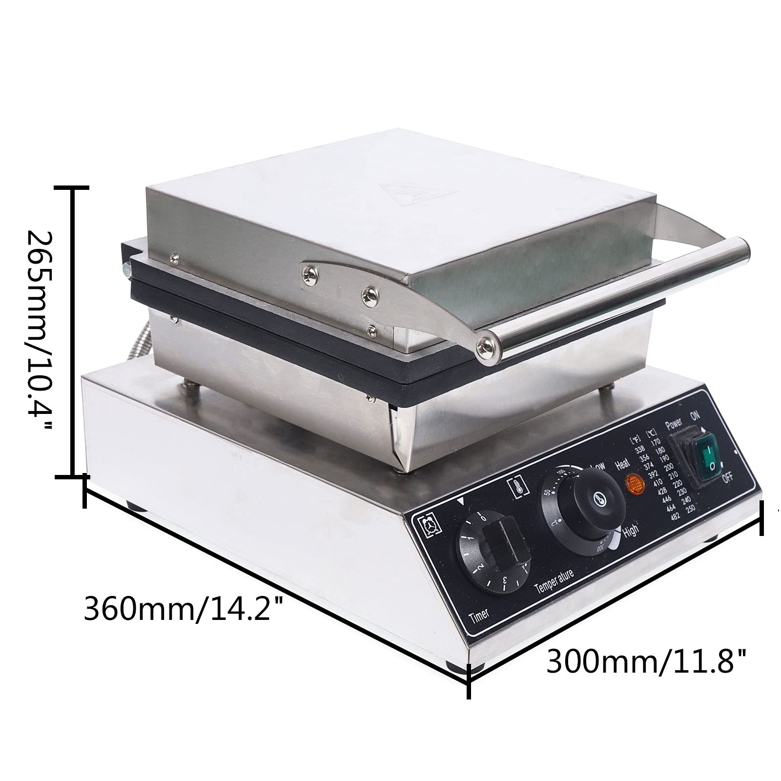 8PCS Commercial Electric Churro Maker Machine - 1500W Non-Stick Waffle Maker with Stainless Steel Body & Adjustable Temperature (50-300°C) - Perfect for Restaurants, Food Trucks, and Home Breakfast Cooking