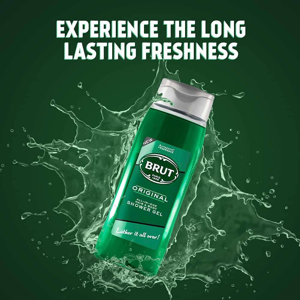 Brut Original Shower Gel for Men - Hair & Body Wash with Classic Fragrance - 16.9 Fl Oz - Refreshing Daily Shower & Gym Essential for Active Men
