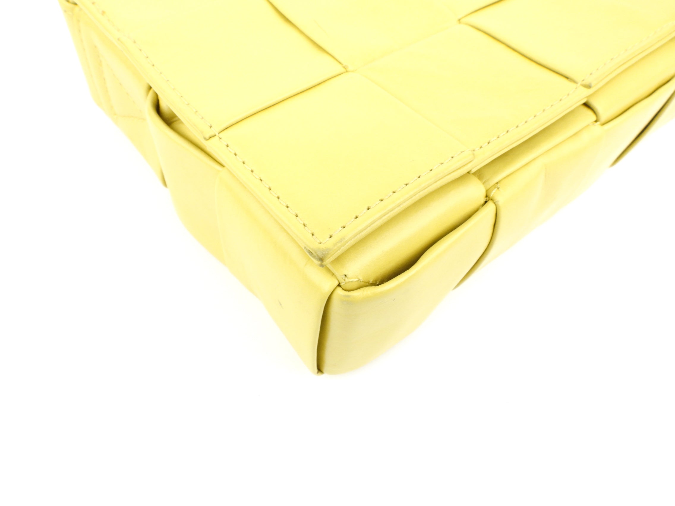 Bottega Veneta Yellow Shiny Leather Intrecciato Crossbody Shoulder Bag for Women | Luxury Designer Handbag for Everyday Use, Parties & Travel