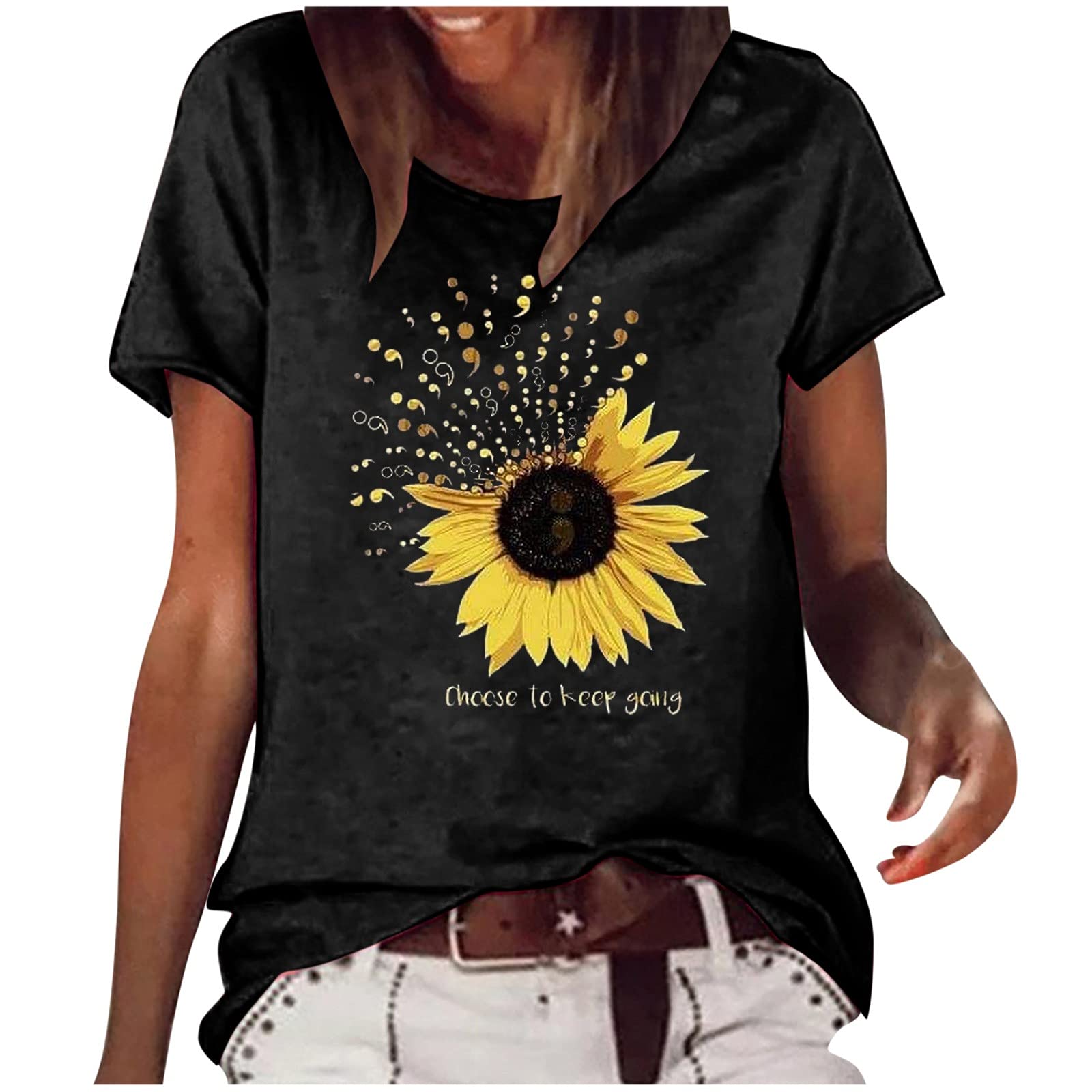Floral Printed Women's Tee Shirt - Plus Size Crew Neck Summer Tops for Women | Casual Wear, Beach Outfits & Everyday Comfort
