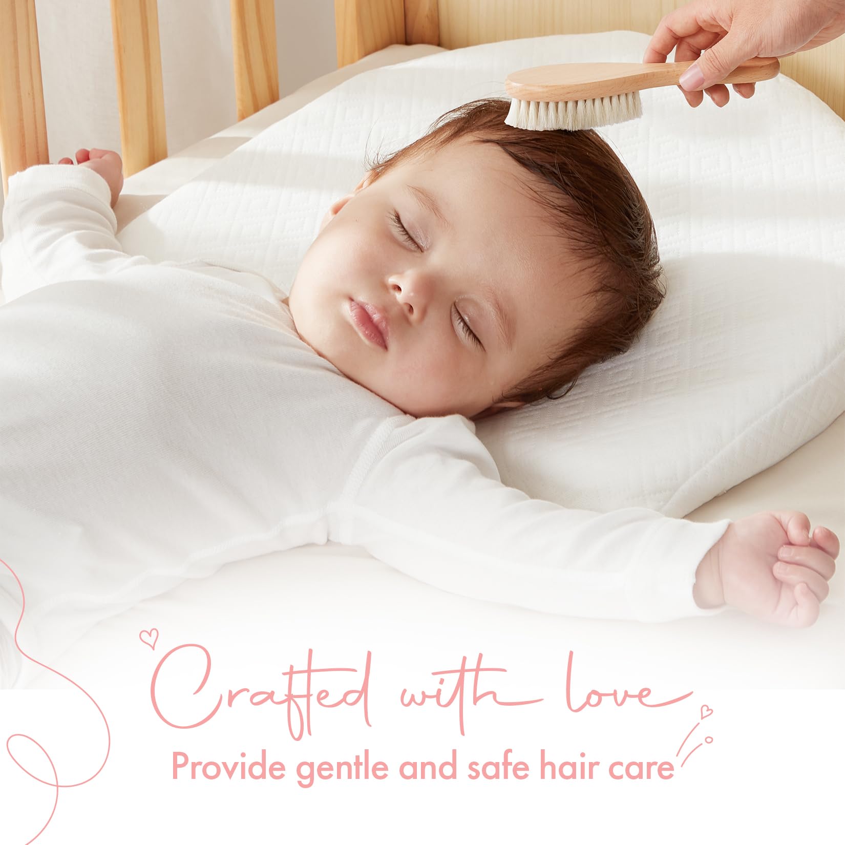 MYZI Baby Hair Brush Set - Soft Newborn Comb & Brush for Boys & Girls - Perfect Baby Shower Gift