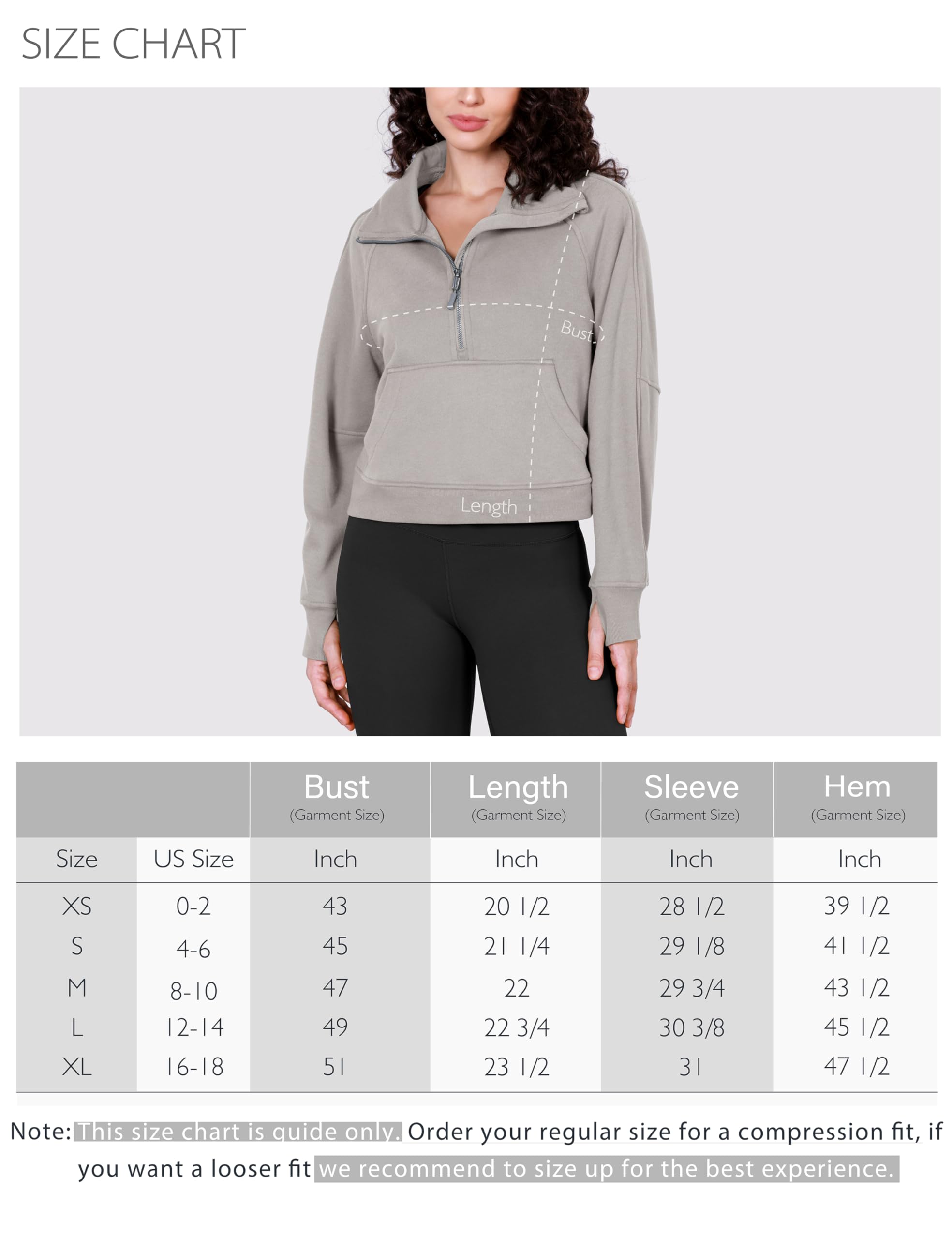 ODODOS Women's Half Zip Fleece Lined Oversized Hoodie - Funnel Neck Cropped Pullover Sweatshirt with Thumb Holes | Cozy Winter Wear, Casual Outfits, Lounge & Street Style Fashion