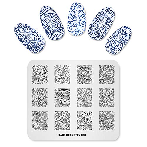 KADS 5-Piece Nail Stamp Plates Set - Unique Geometric Nail Art Stamping Kit for DIY Manicure | Perfect for Salon, Home Use & Gift Giving