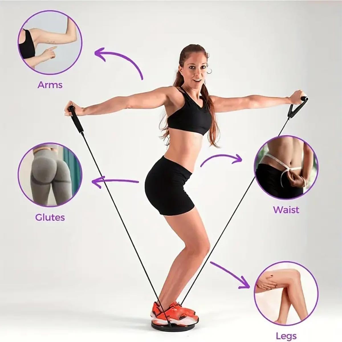 2025 Upgraded Loovely™ Waist Sculptor Twister - 10 Inch Waist Trainer with Arm Bands & Handles for Legs, Buttocks & Hip Exercises | Toning Workout Equipment for Home Gym & Fitness Routines