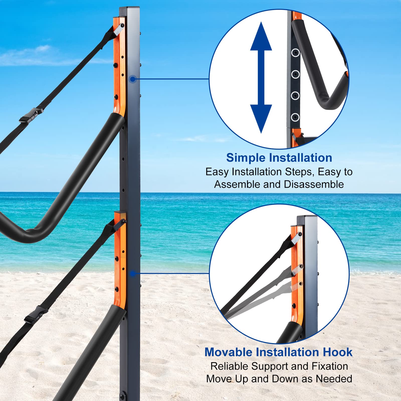 Heavy Duty Freestanding Kayak Storage Rack with Padded Arms & Adjustable Straps - Outdoor Kayak Stand for Canoe, Paddle Board, Bike, Life Raft - Perfect for Garage, Backyard, Dock & Beach Storage
