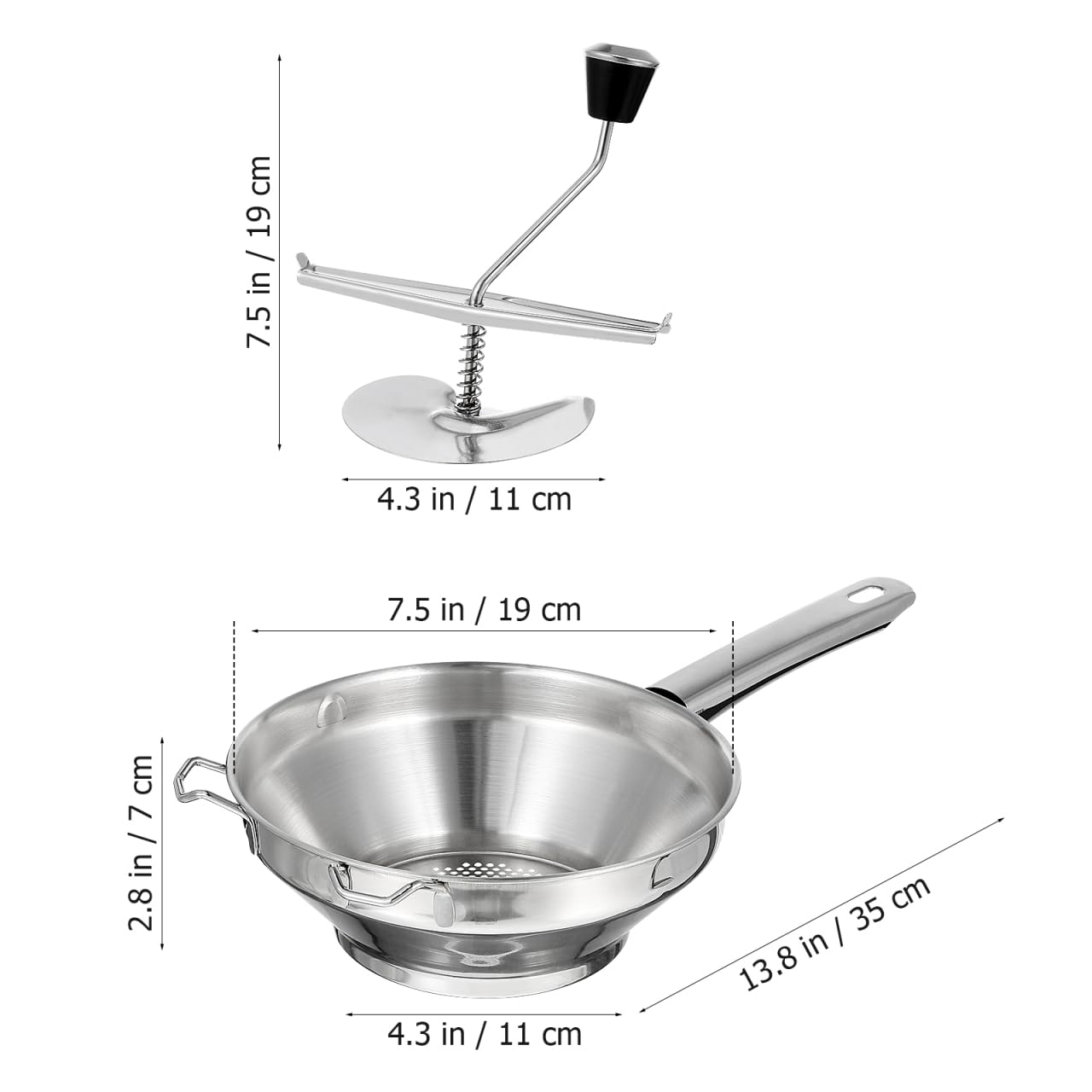 HANABASS Rotary Potato Ricer - Large Stainless Steel Potato Masher with Non-Slip Silicone Handle for Smooth Mashed Potatoes, Jams & Sauces | Perfect for Home Cooking, Baking & Meal Prep