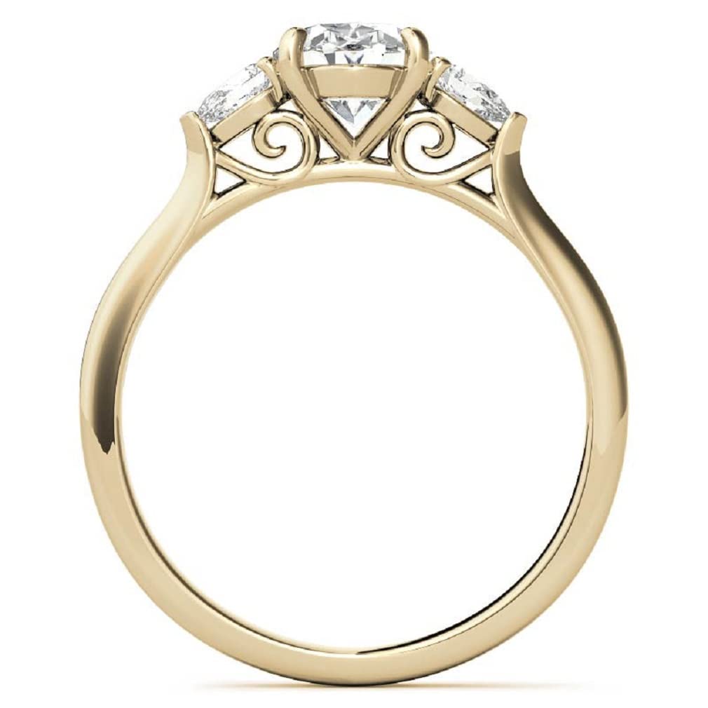 1.5 CT Oval Three Stone Moissanite Engagement Ring for Women - 925 Silver 10K/14K/18K Solid Yellow Gold Wedding Bridal Ring - Anniversary Promise Gift for Her - Perfect for Proposals, Weddings & Special Occasions