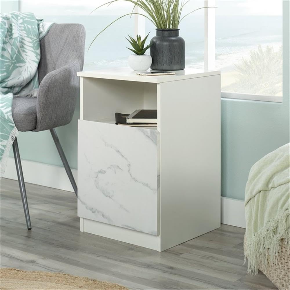 Pemberly Row Engineered Wood Nightstand with Open Storage in Pearl Oak - Modern Bedside Table for Bedroom, Living Room & Guest Room