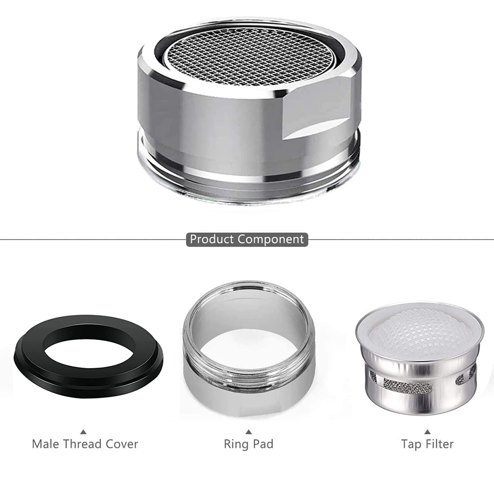 MOILINJAEY 4Pcs Faucet Aerator Kit - 15/16 Inch Male Thread Brass Aerator with Gasket for Kitchen & Bathroom Sink | Water-Saving Replacement Parts for Better Flow Control | Perfect for Home, RV, and Commercial Use