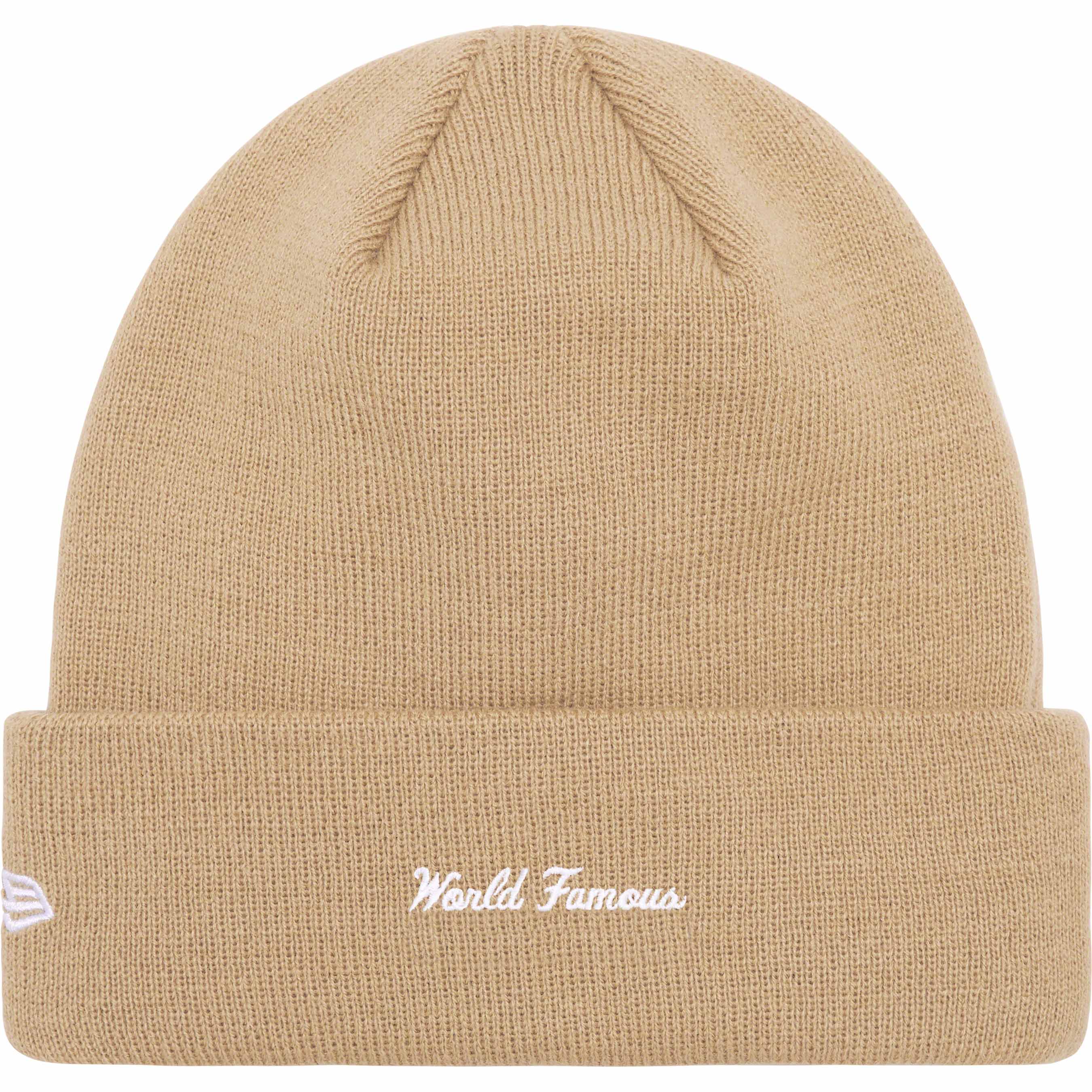 Supreme New Era® Box Logo Beanie - Dark Sand Color Winter Hat for Men & Women - Perfect for Cold Weather, Streetwear Fashion & Outdoor Activities