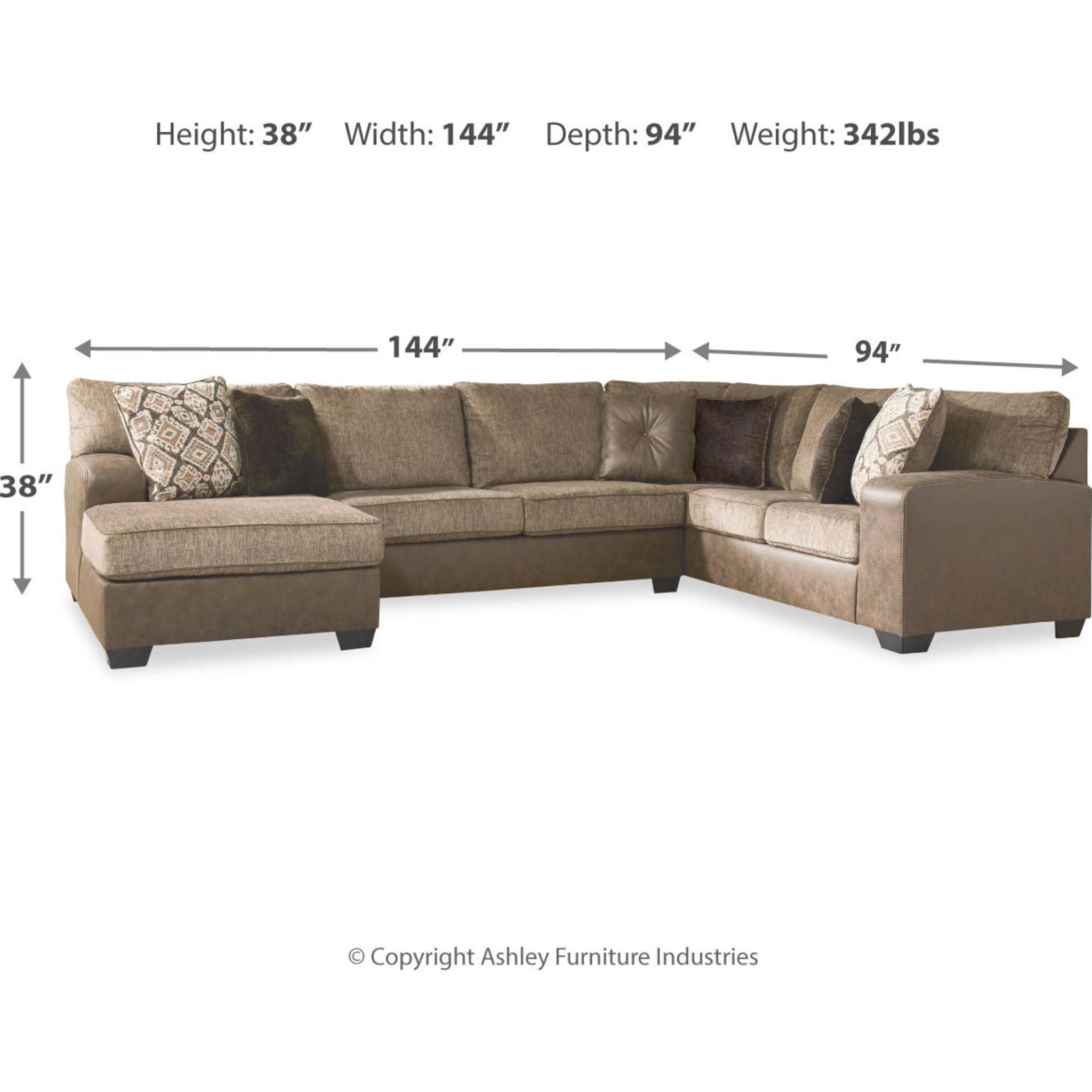 Luxury Abalone 3-Piece Sectional Sofa with Chaise Lounge - Modern L-Shaped Living Room Furniture for Home Theater & Family Gatherings