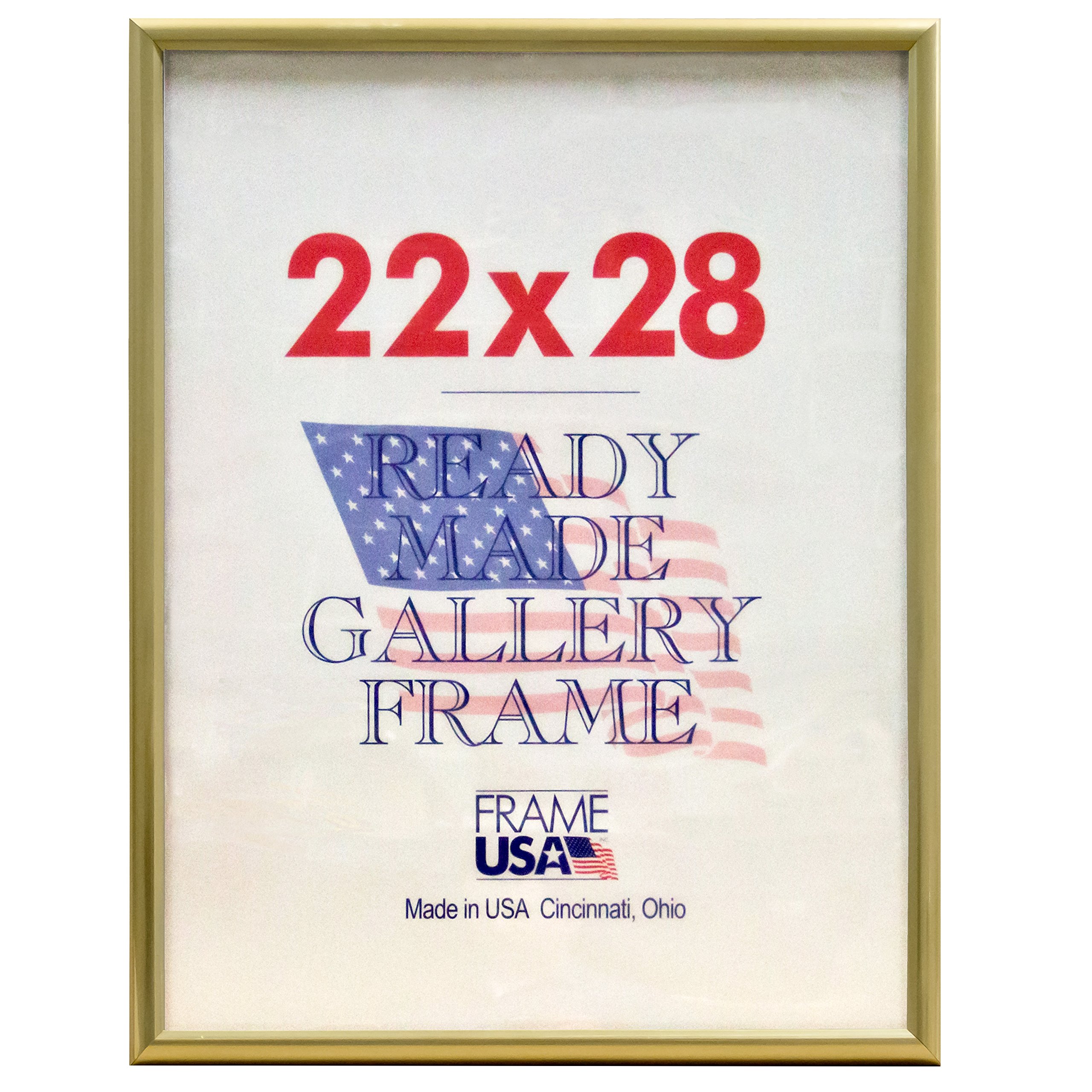 Frame USA 22x28 Deluxe Polystyrene Plastic Poster Frame in Gold - American Made - Perfect for Home Decor, Office Displays & Art Gallery Exhibitions