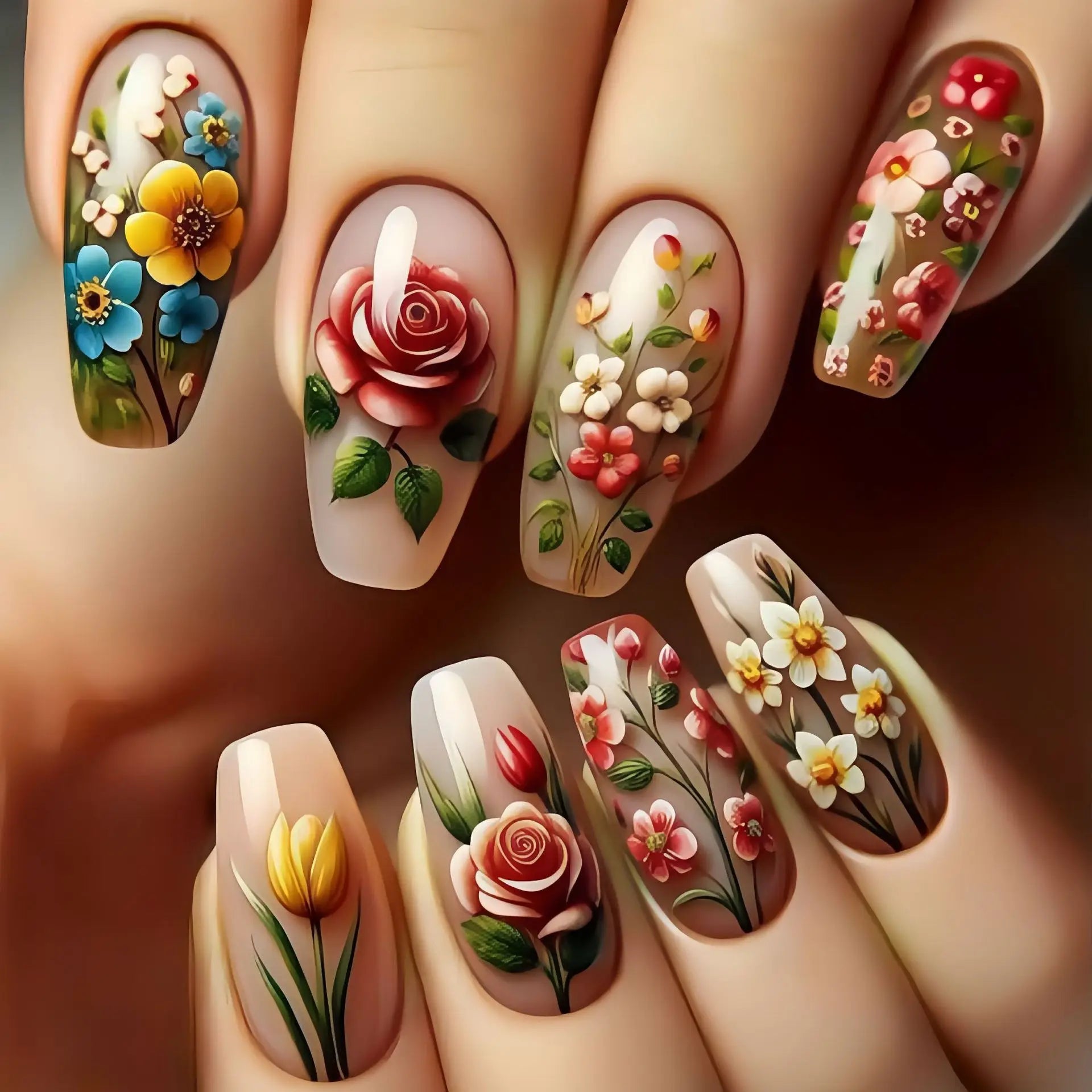 24Pcs Short Press on Nails - Dark Red & Black Valentine's Day Design with Rose Pattern, Ballet Square Fake Nails for Women | Perfect for Valentine's Gifts, Date Nights, Parties & Special Occasions